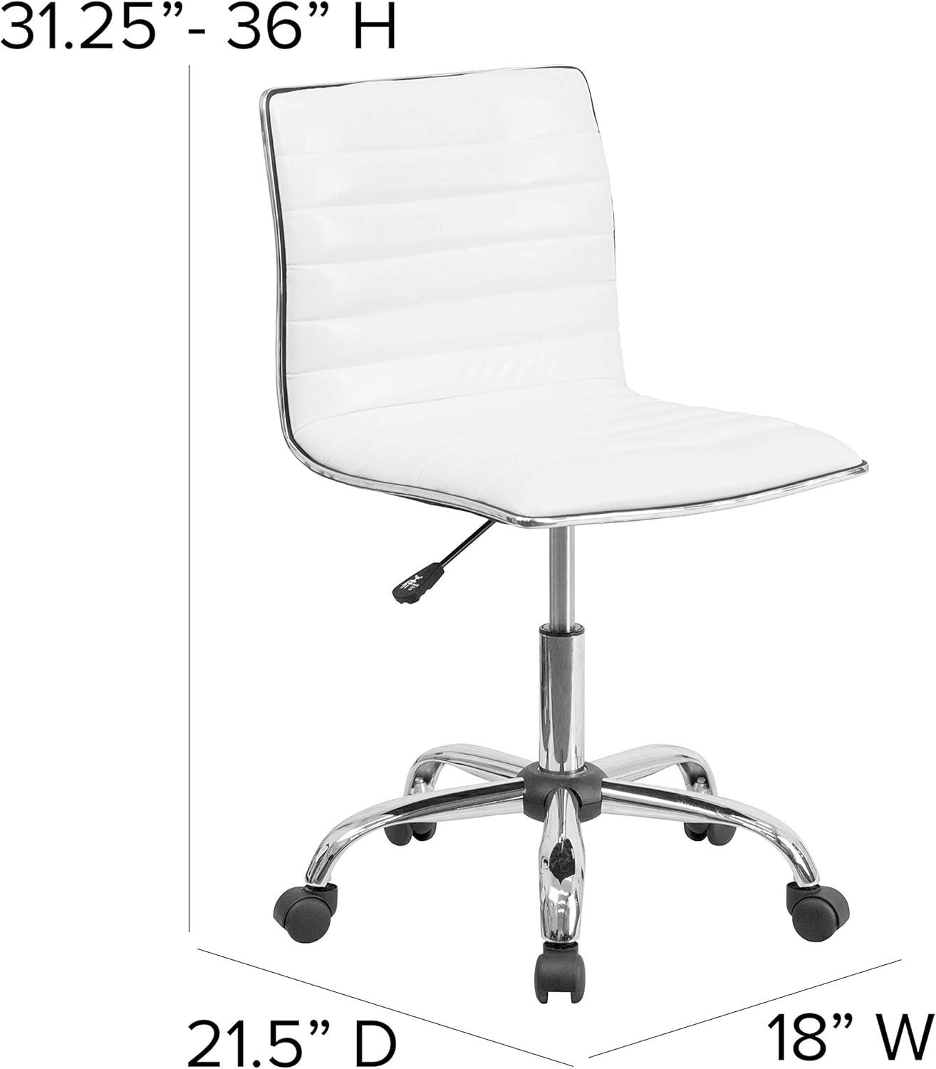 Flash Furniture Low Back Designer Armless White Ribbed Swivel Task Office Chair