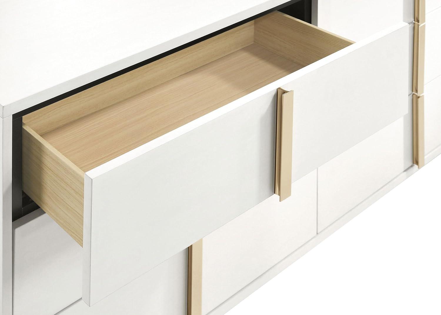 Coaster Company 4-Piece Contemporary Wood Queen Bedroom Set, White/Gold