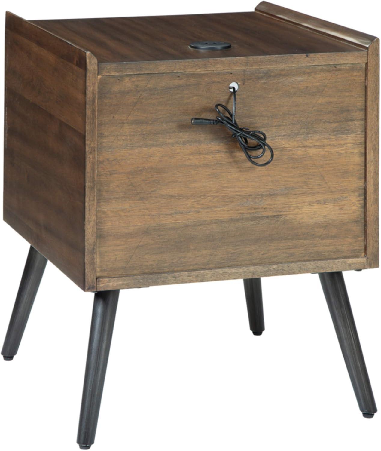 Calmoni Contemporary Black-Brown Square End Table with Storage