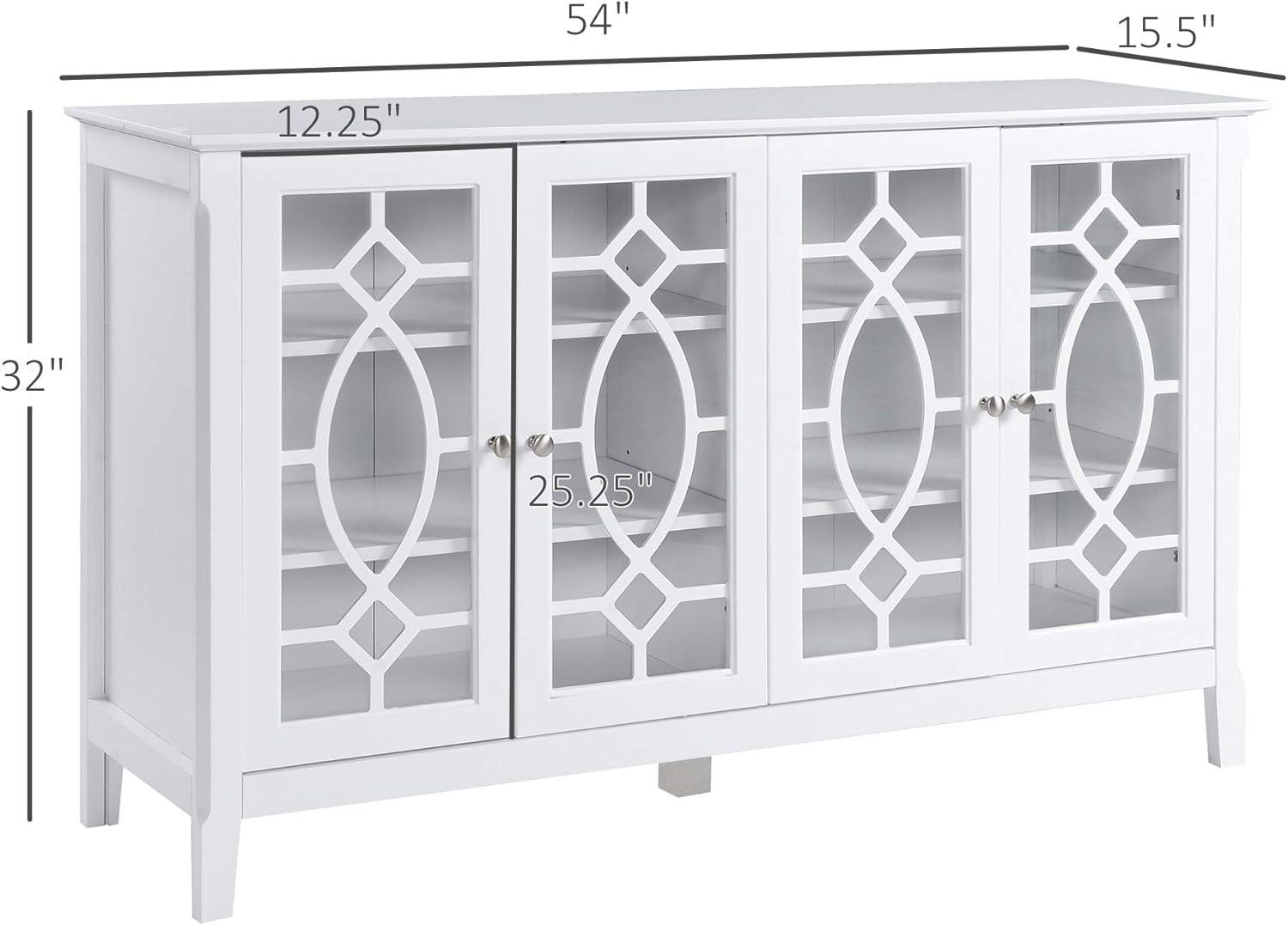 HOMCOM Modern Sideboard with Storage, Console Table, Buffet Cabinet with Glass Doors for Living Room, White