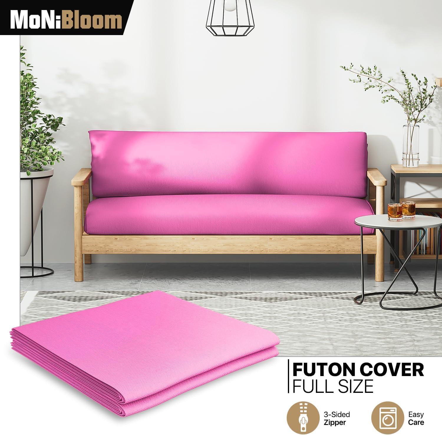 MoNiBloom Solid Futon Cover Slipcover Fit 6"- 8" Futon Mattresses Cherry, Full Size 54x75 Inch