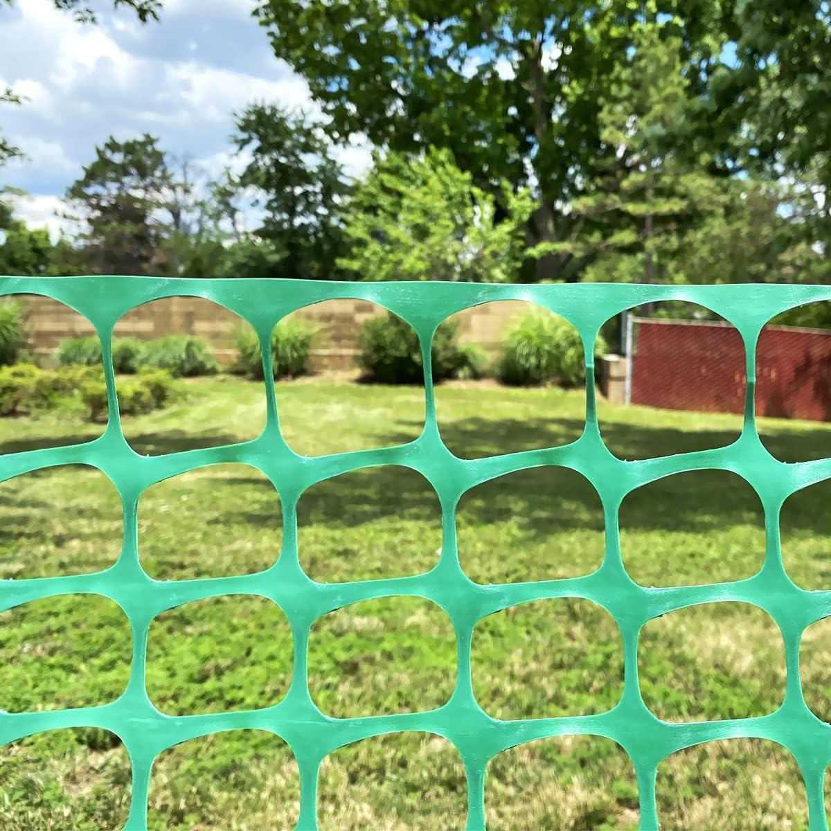 Ashman Plastic Mesh Fence, 4'x50' Feet, 1 Roll, Green, Construction Barrier Netting, Garden Fencing, Fences Wrap, Above Ground, for Snow, Poultry, Chicken, Deer, Patio, Garden Netting, Green 50FT.