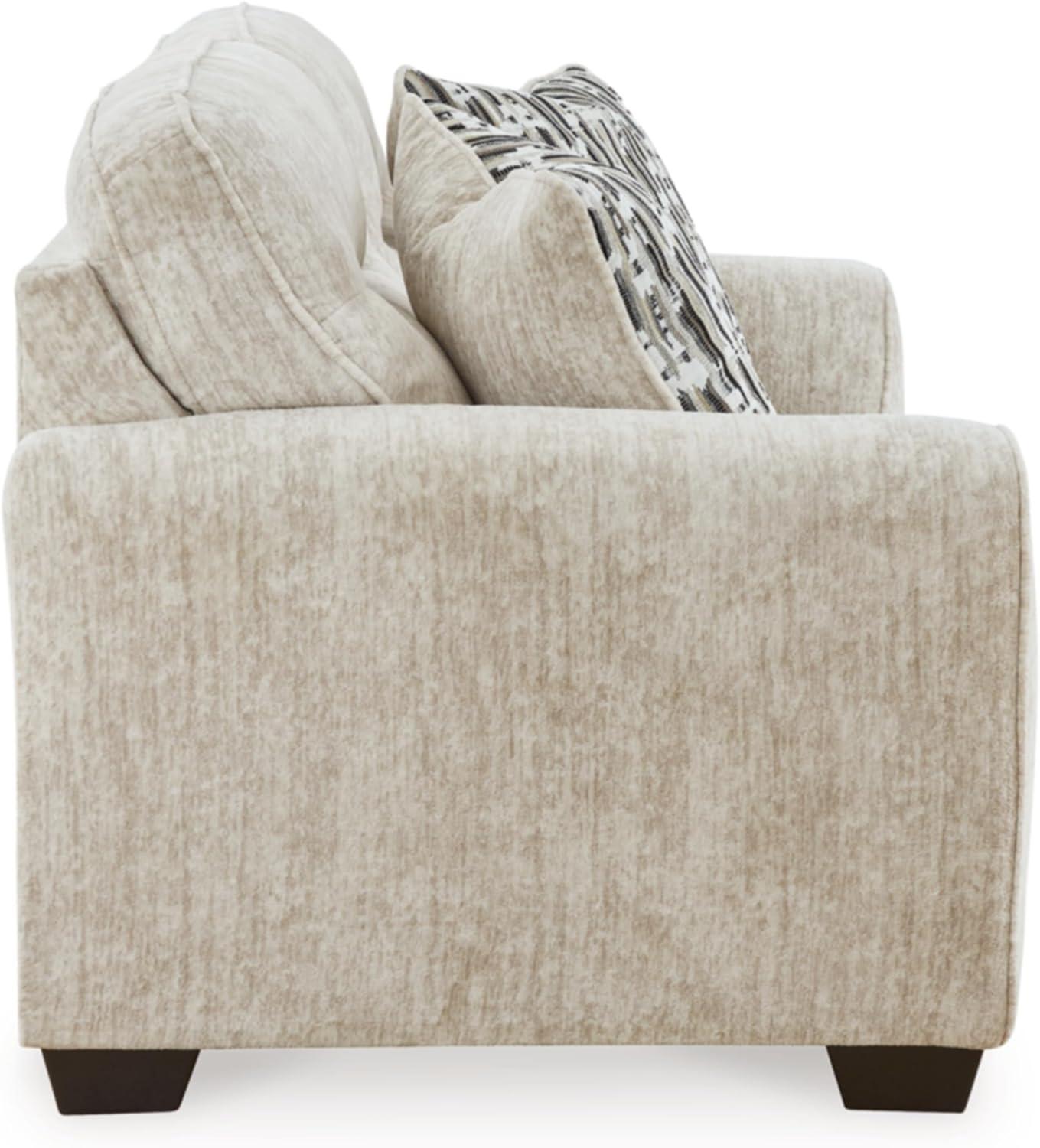 Beige Fabric Loveseat with Track Arms and Removable Cushions