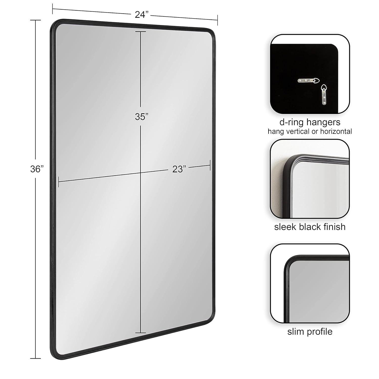 Kate and Laurel Caskill Rectangle MDF Rectangle Mirror, 24x36, Black