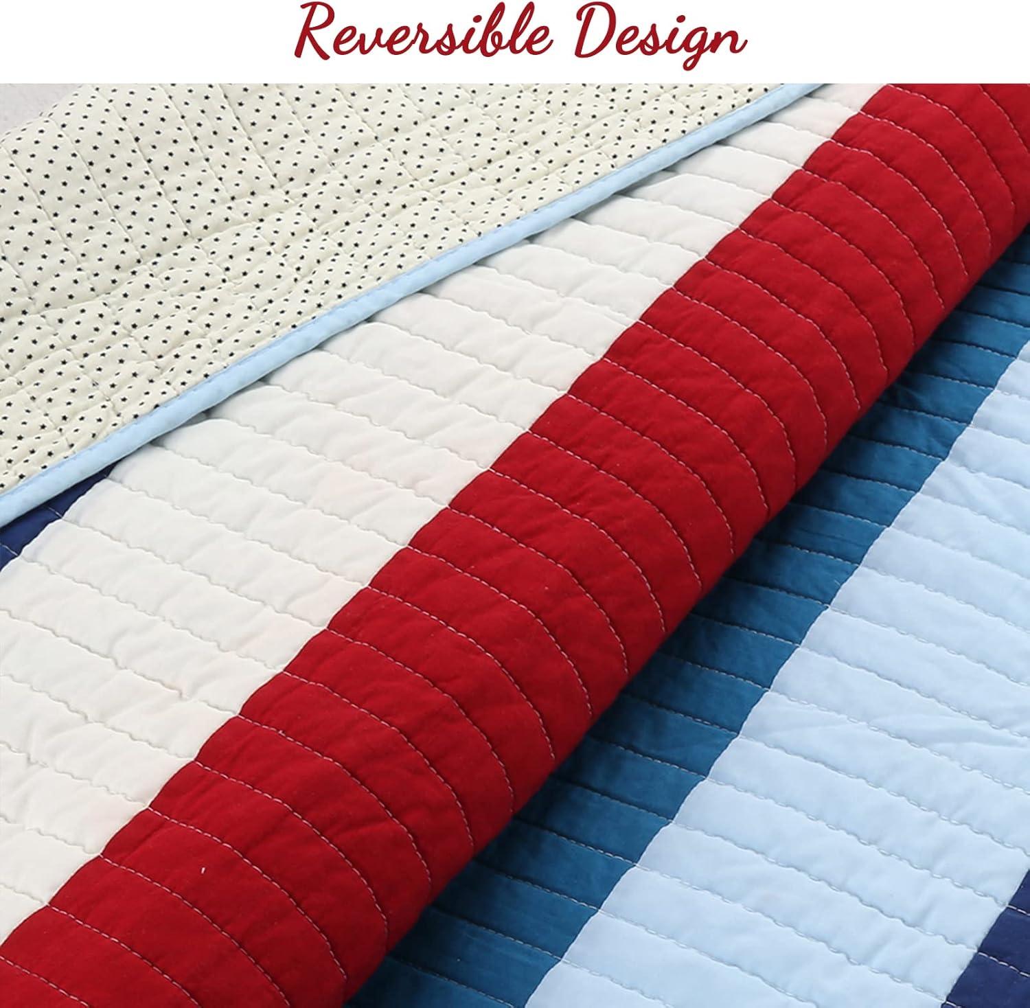 Cozy Line Home Fashion Williamsburg Cotton Striped Quilt Set