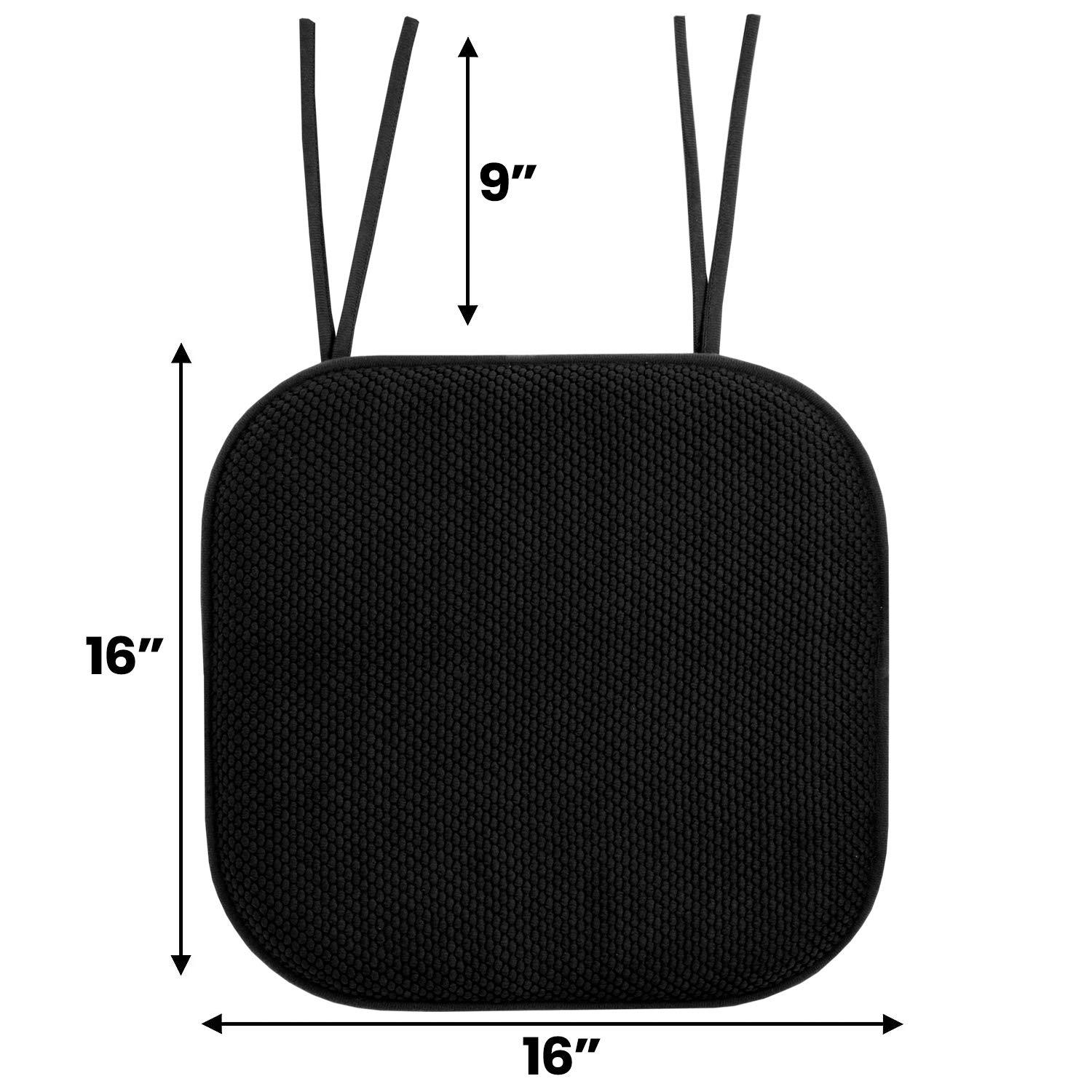 Memory Foam Honeycomb Non-Slip Back Chair Cushion Pad with Ties 2, 4, 6 or 12 Pack