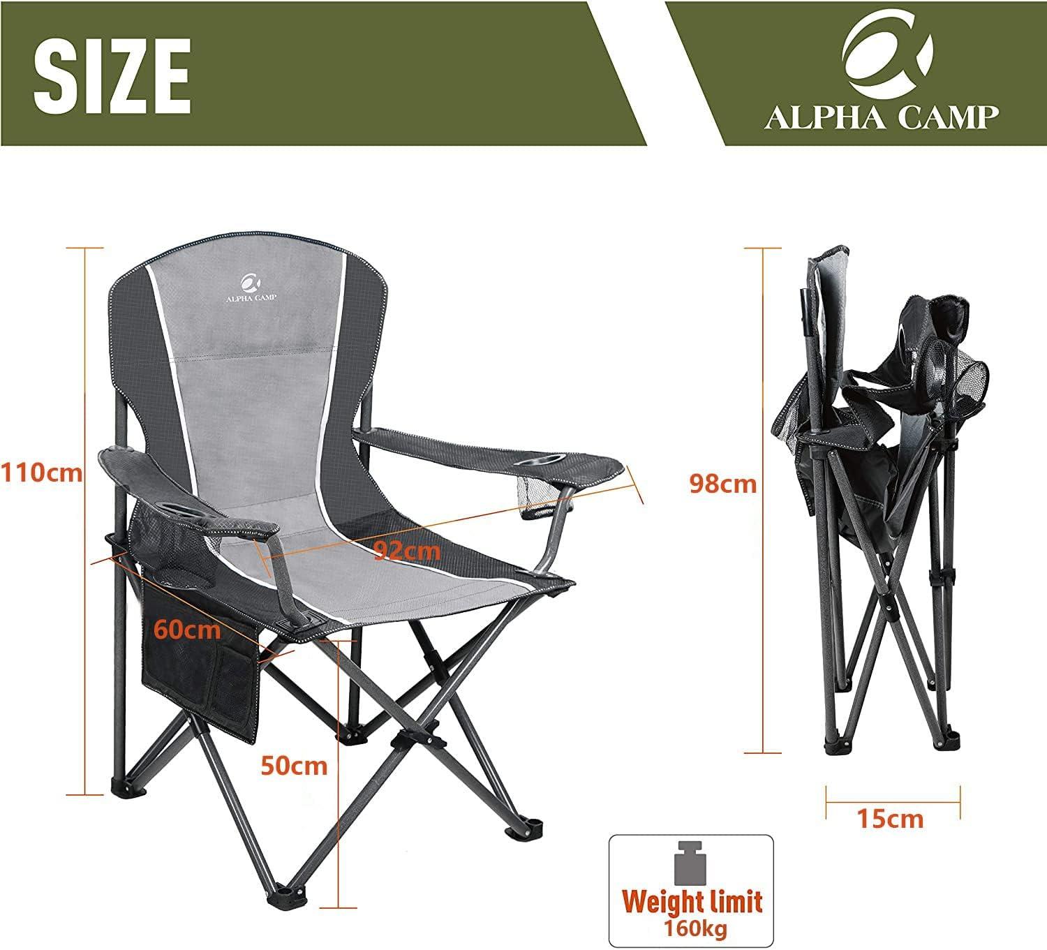 Luxury Oversized Folding Camping Chair with Lumbar Support