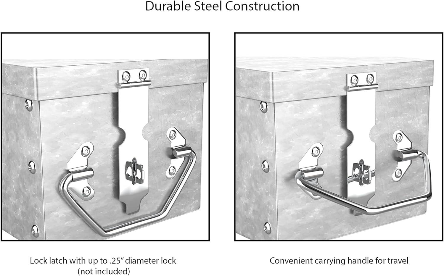 Stalwart 14" Silver Metal Lock Box with Handle