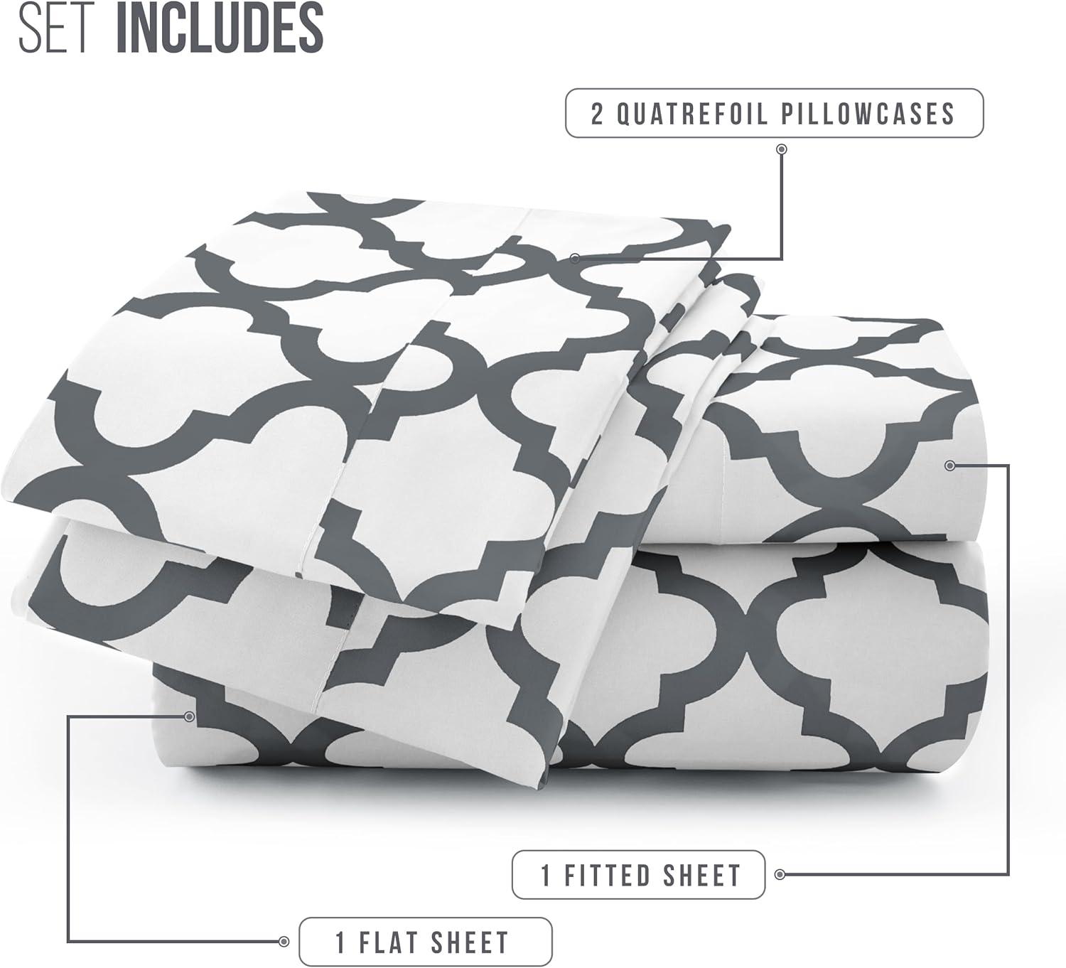 Lux Decor Collection Twin XL Bed Sheets - Premier 1800 Microfiber Deep Pocket Easy Care Sheets Set - White