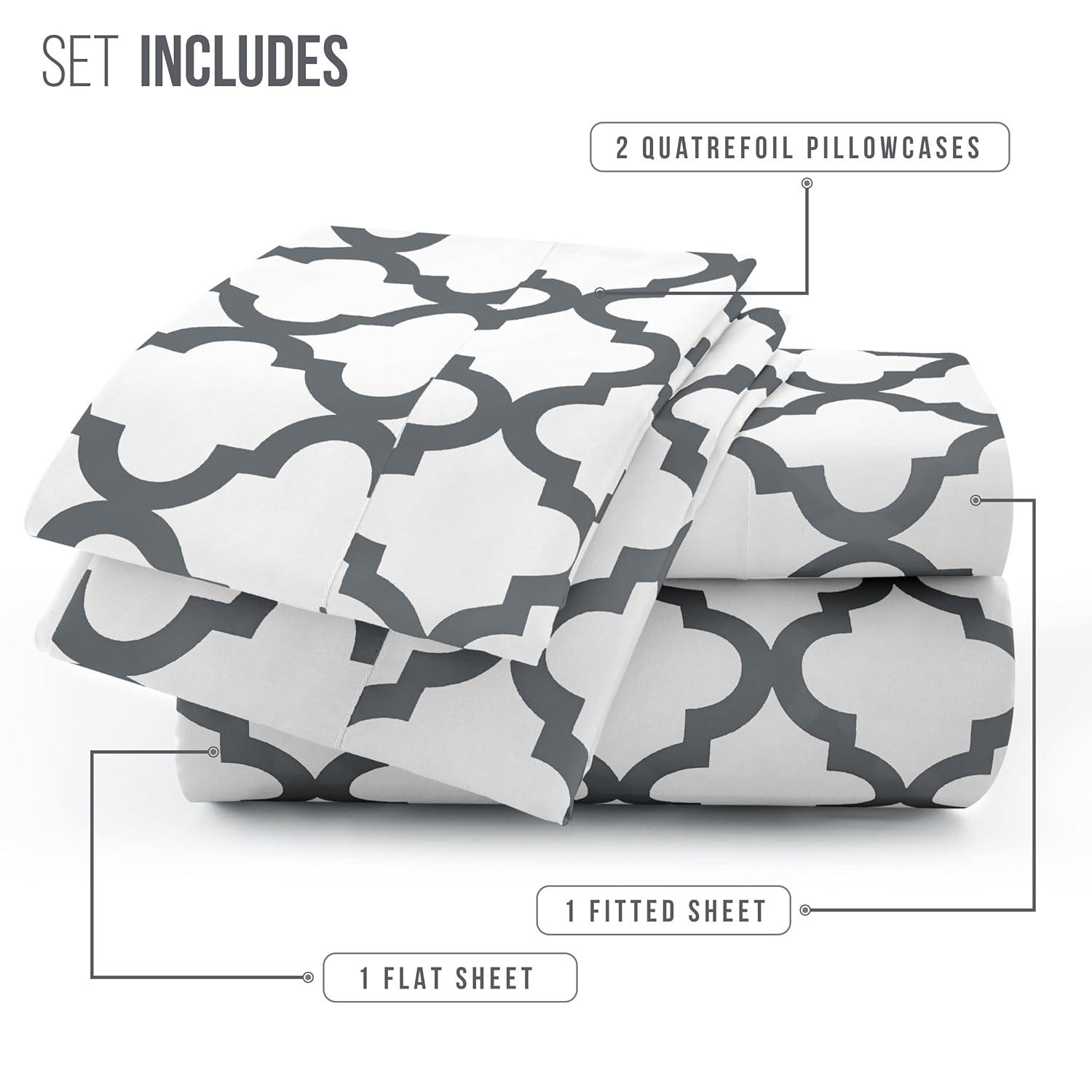 Lux Decor Collection Twin XL Bed Sheets - Premier 1800 Microfiber Deep Pocket Easy Care Sheets Set - White