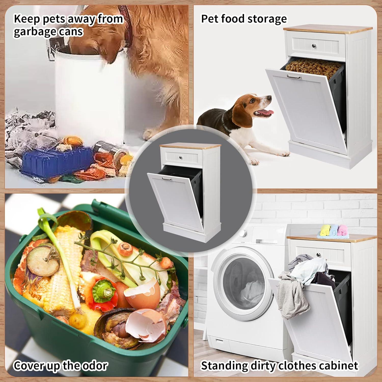 Aeloxis Havant Tilt Out Trash Cabinet 10 Gallon Wooden Free Standing (Not include trash can)