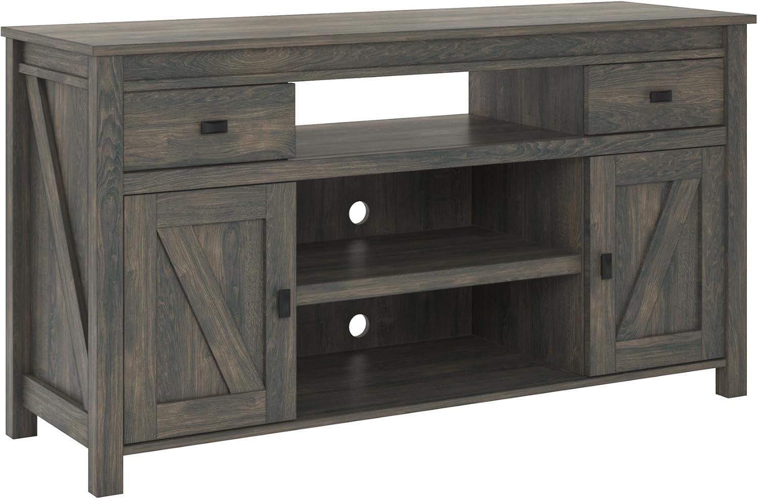 Farmington Gray Weathered Oak TV Stand with Cabinet for 60" TVs