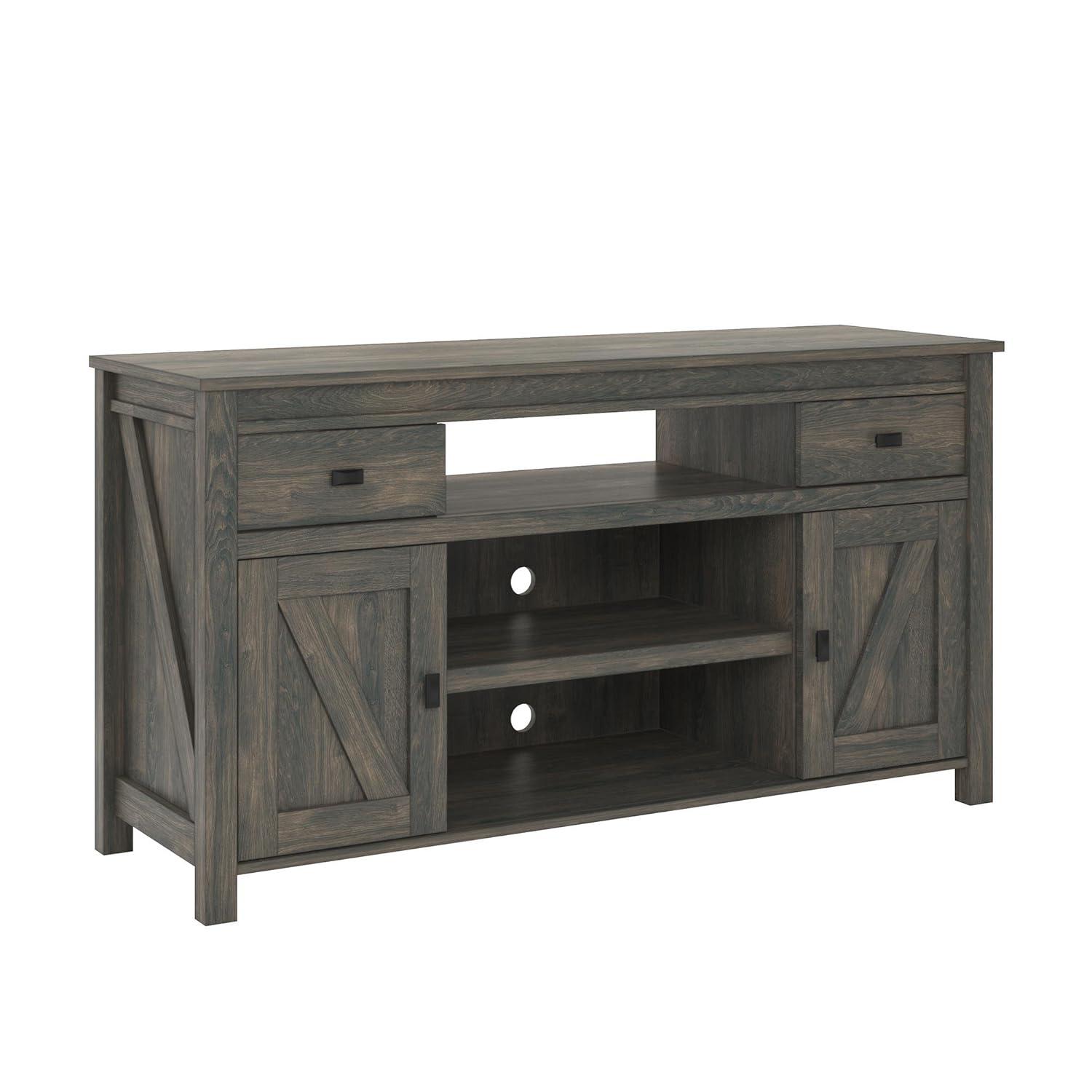 Farmington Gray Weathered Oak TV Stand with Cabinet for 60" TVs