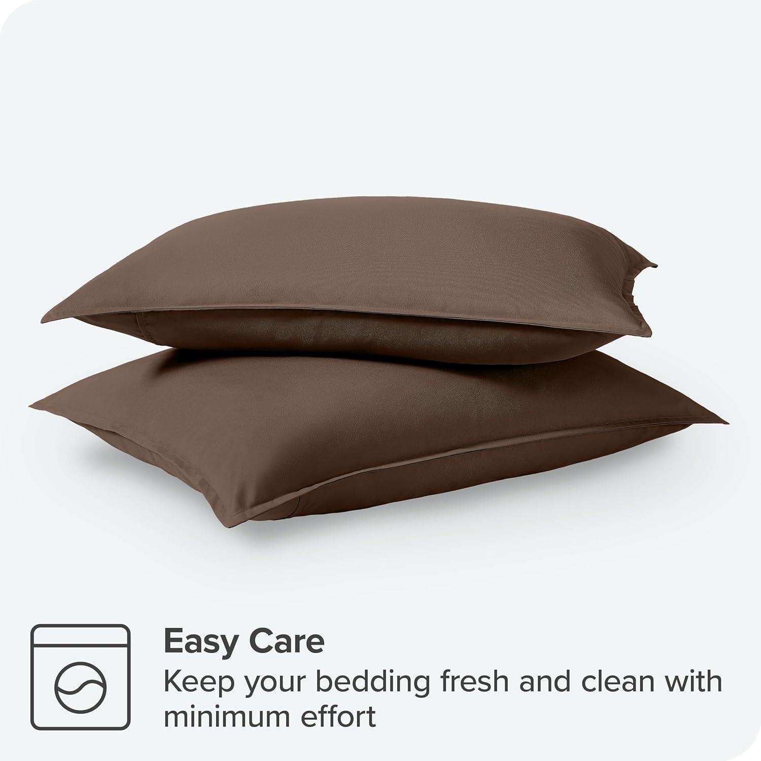 Bare Home Pillow Sham Set - Premium 1800 Collection - Double Brushed - Standard, Cocoa