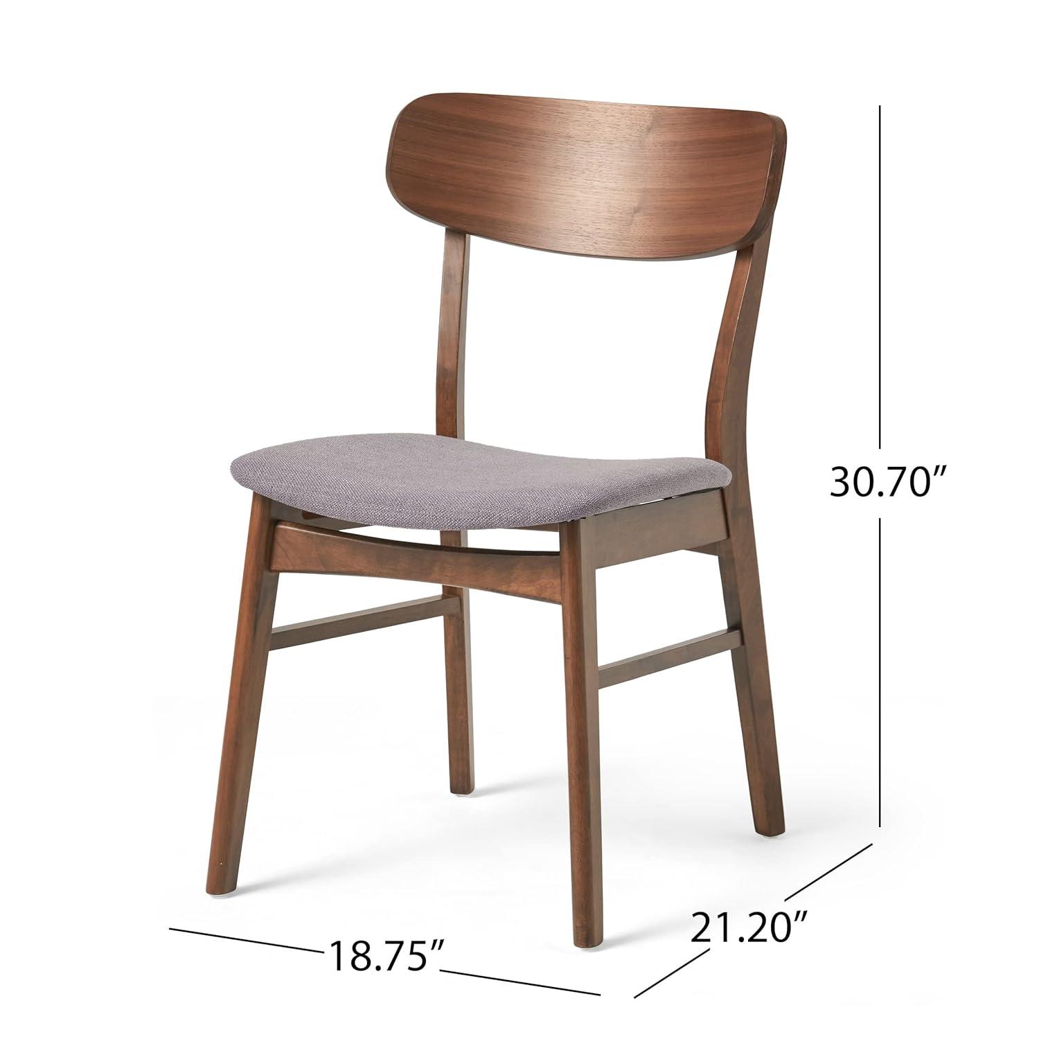 Christopher Knight Home Set of 2 Lucious Dining Chair Dark Gray/Walnut: Scandinavian Style, Rubberwood Frame, Polyester Upholstery