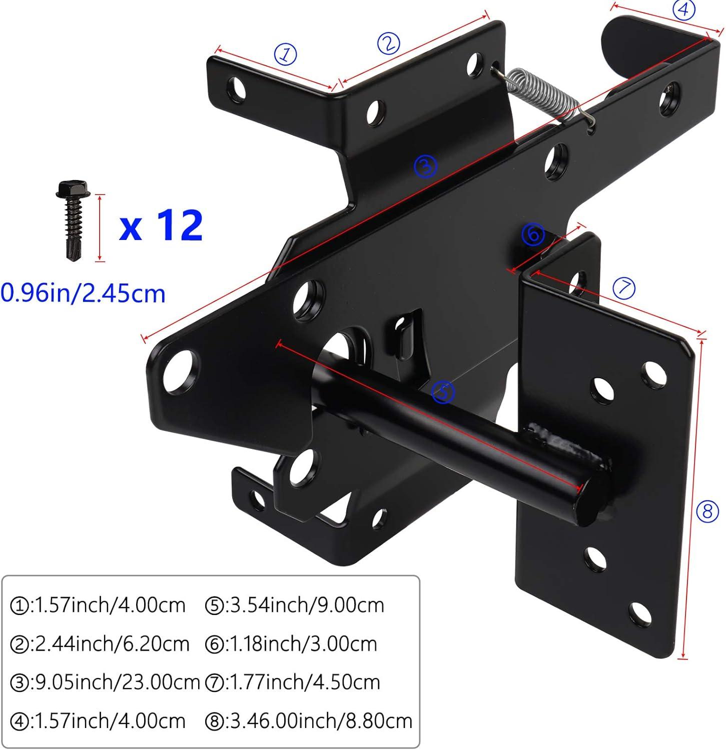 Heavy Duty Black Steel Automatic Gate Latch for Wood and Vinyl Fences