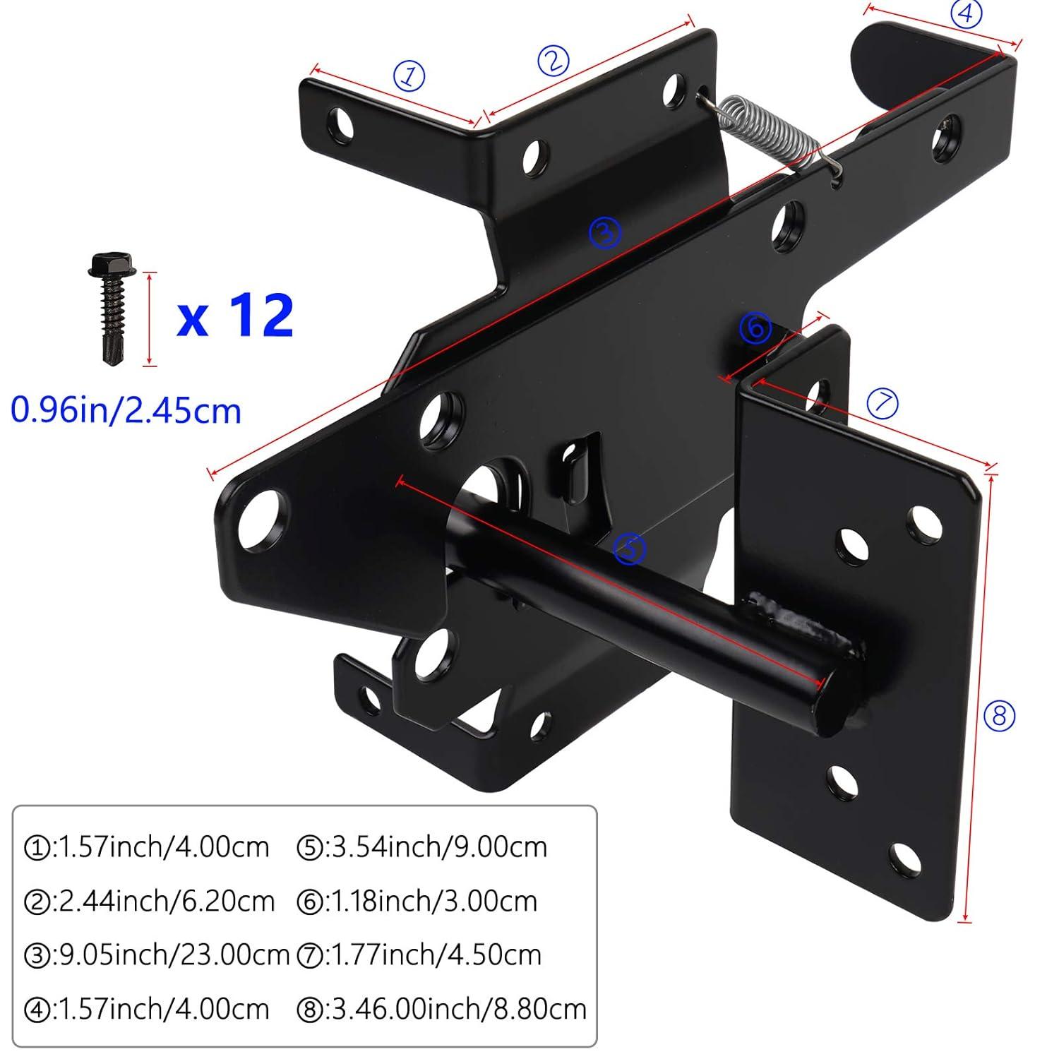 Post Mount Gate Latch for Wooden Fence - Heavy Duty Self Locking Gate Latch Hardware for Pool/Garden Gate Safety Latch, Automatic Fingertip Release Latches for Vinyl/Wood Fence, Black Finish