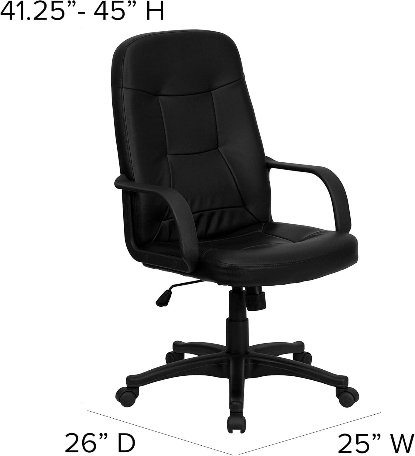 Flash Furniture Holly High Back Black Glove Vinyl Executive Swivel Office Chair with Arms