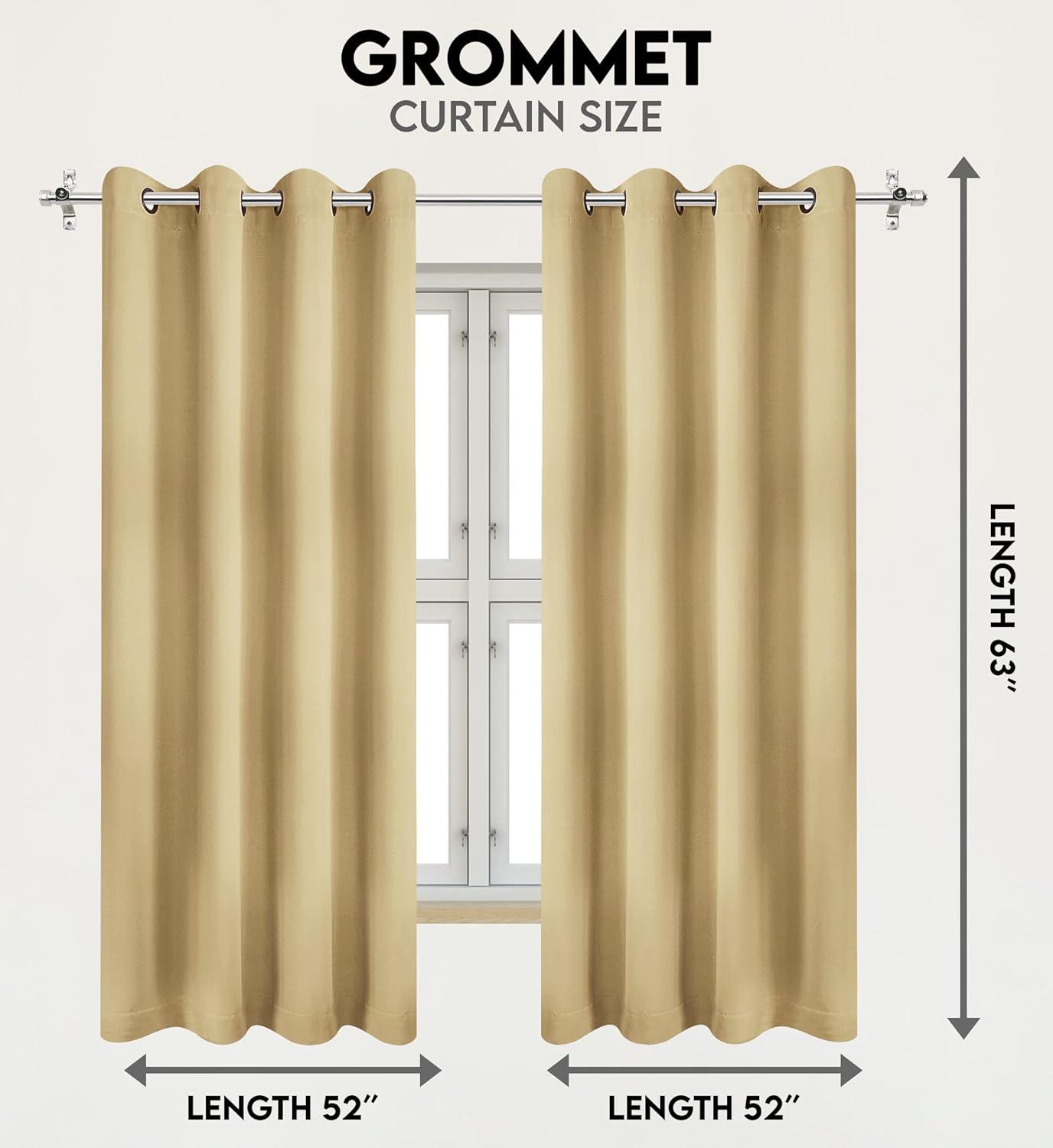 NICETOWN Navy Blackout Curtains Set of 2, W52 x L63 - Navy Blackout Curtains 63 inches Long for French Door