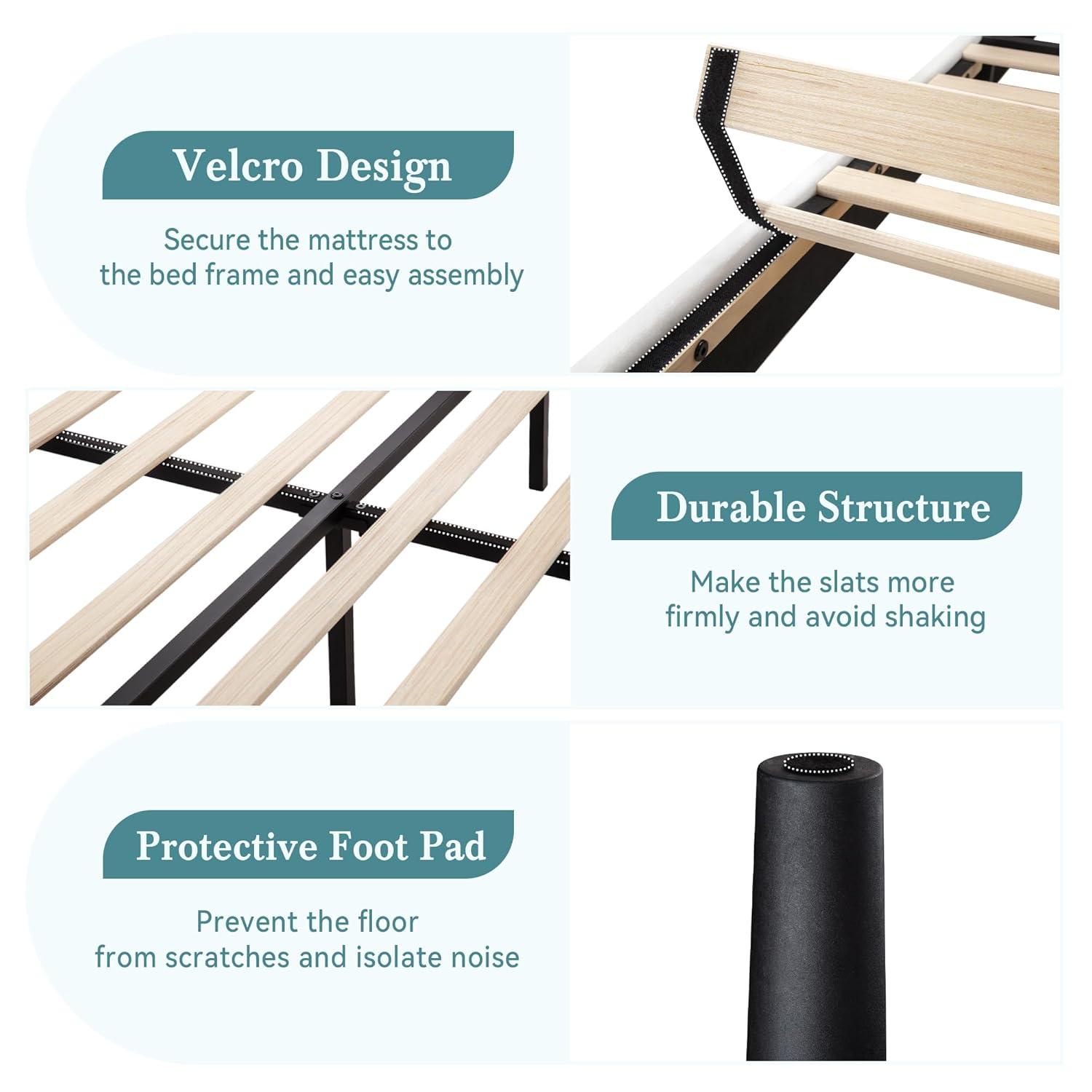 SHA CERLIN Queen Size Velvet Bed Frame with Vertical Channel Tufted Wingback Headboard, Upholstered Platform Bed with Wood Slats, No Box Spring Needed, Easy Assembly, White