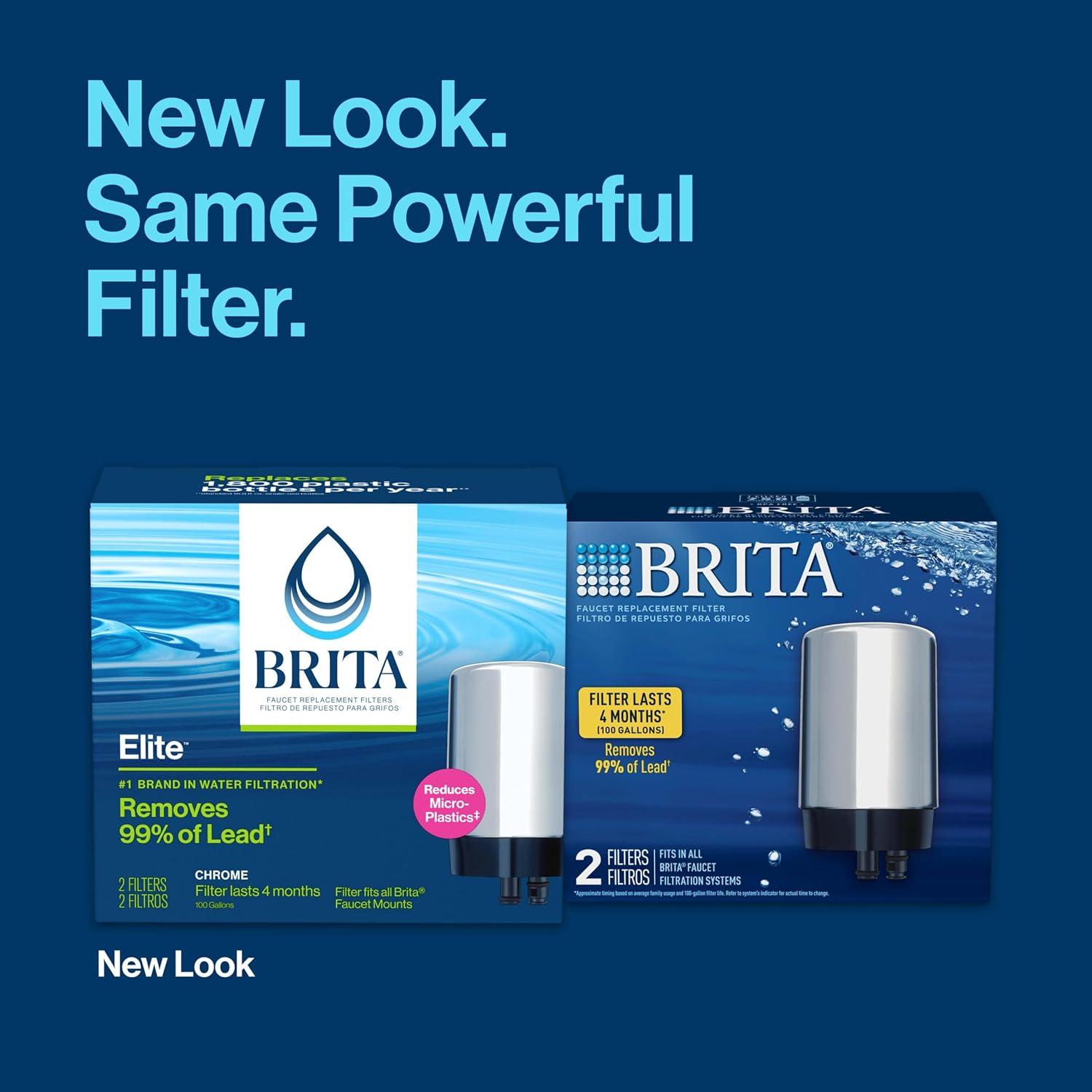 Brita Complete Tap Water Faucet Replacement Filters, 2 Count - Chrome
