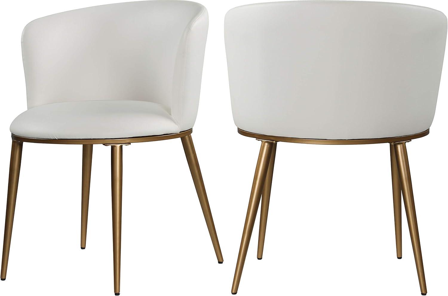 Skylar Petite White Faux Leather Dining Chair with Gold Legs