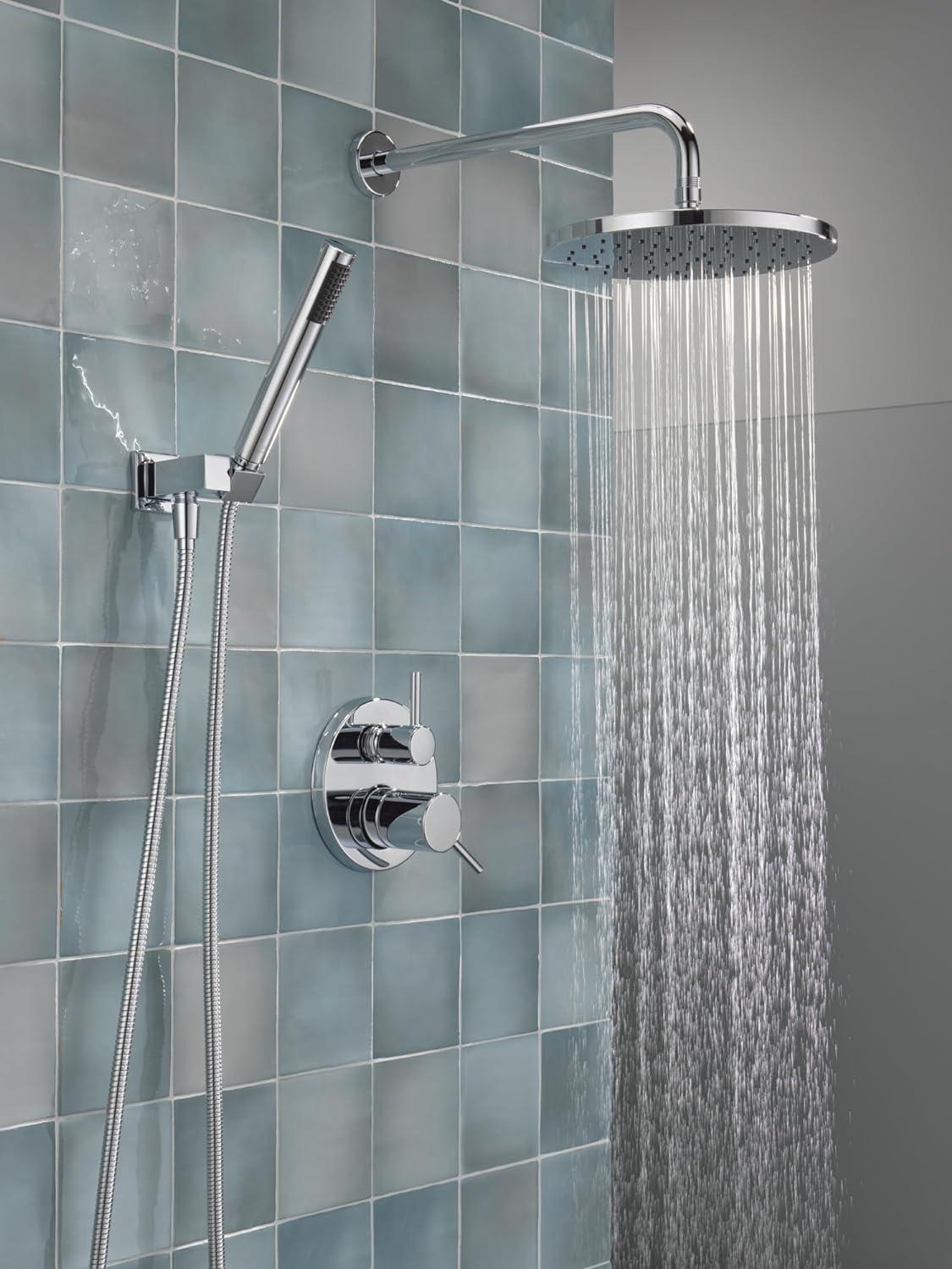 Modern Raincan Round Shower System, Rain Shower Head with Handheld Spray, Shower Faucet Set