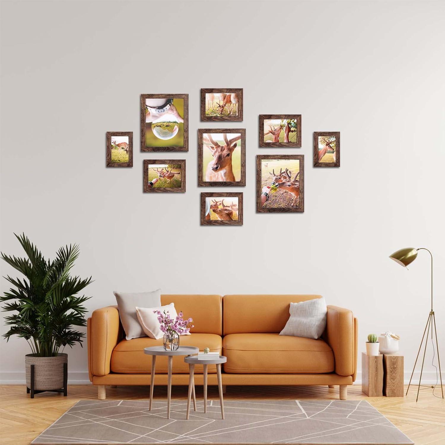 4x6 Picture Frame Set of 7, Rustic Photo Frame for Wall or Tabletop, Brown