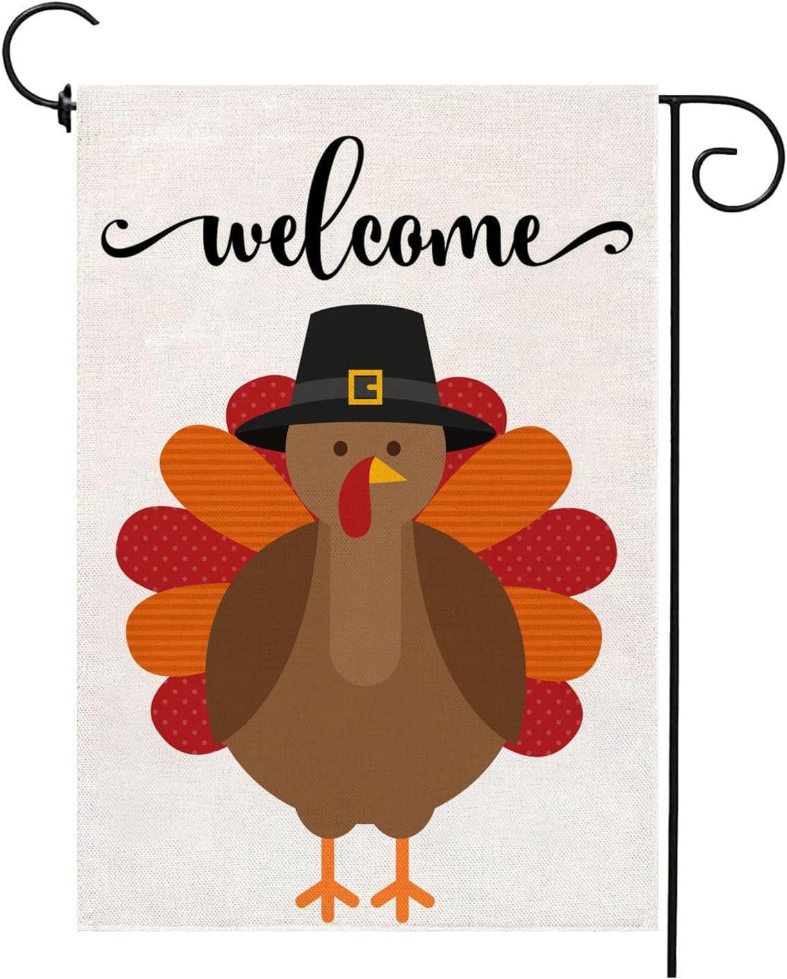 Thanksgiving Garden Flag,Happy Thanksgiving Flags 12 x 18 Inch Thanksgiving House Flag Double-Sided 2 Layer Thanksgiving Turkey House Flag For Thanksgiving Decoration