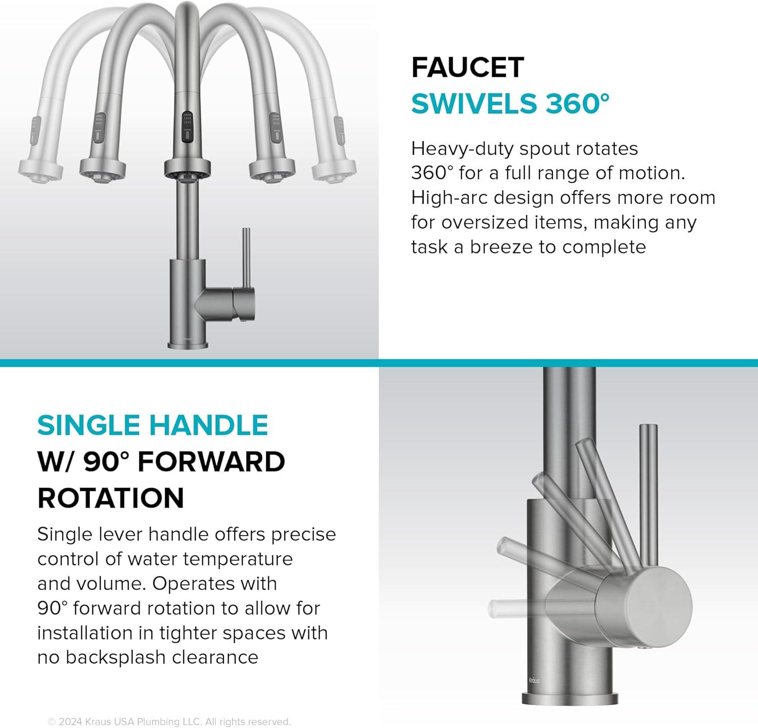 KRAUS Bolden 2-Function Single Handle Pull Down Kitchen Faucet