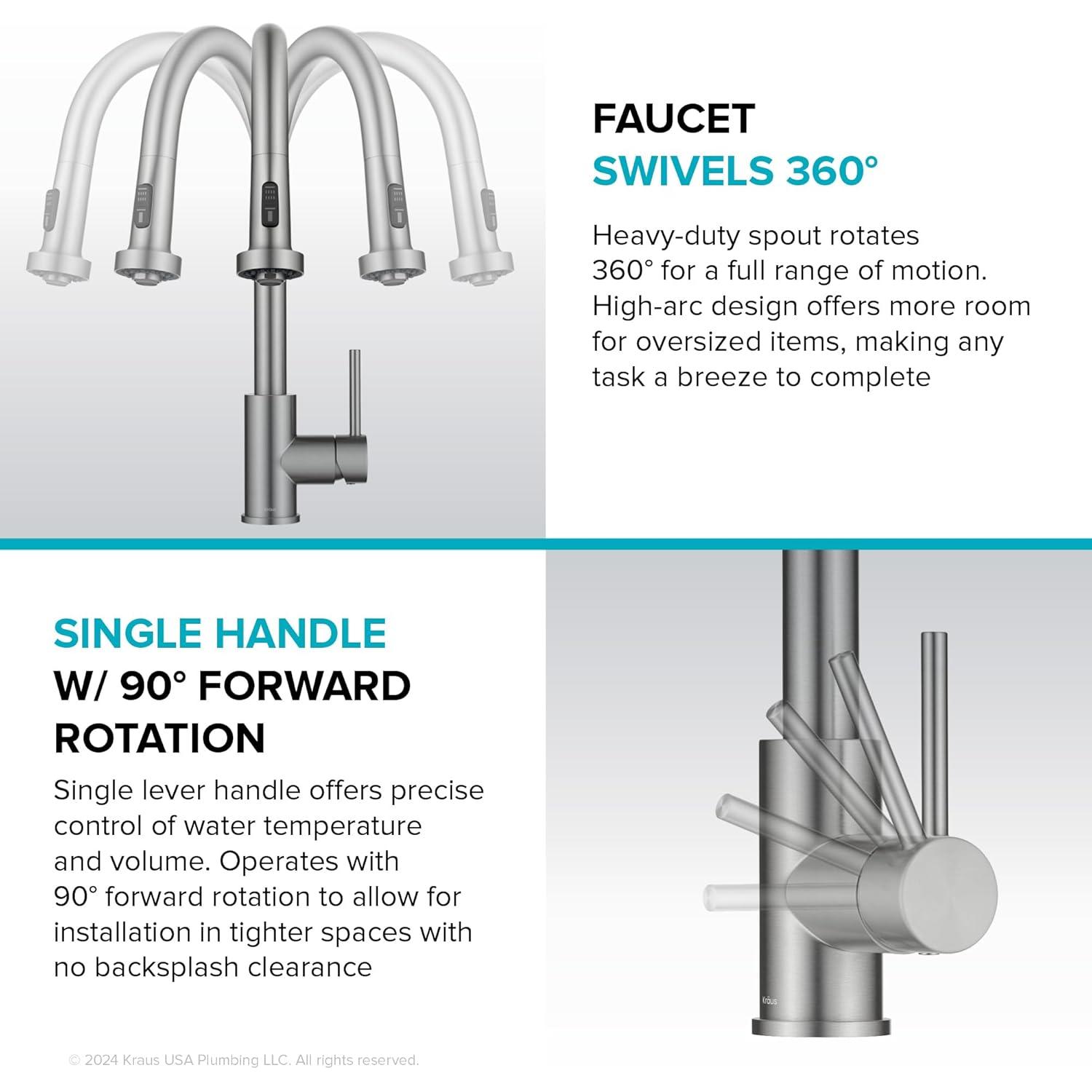 KRAUS Bolden 2-Function Single Handle Pull Down Kitchen Faucet
