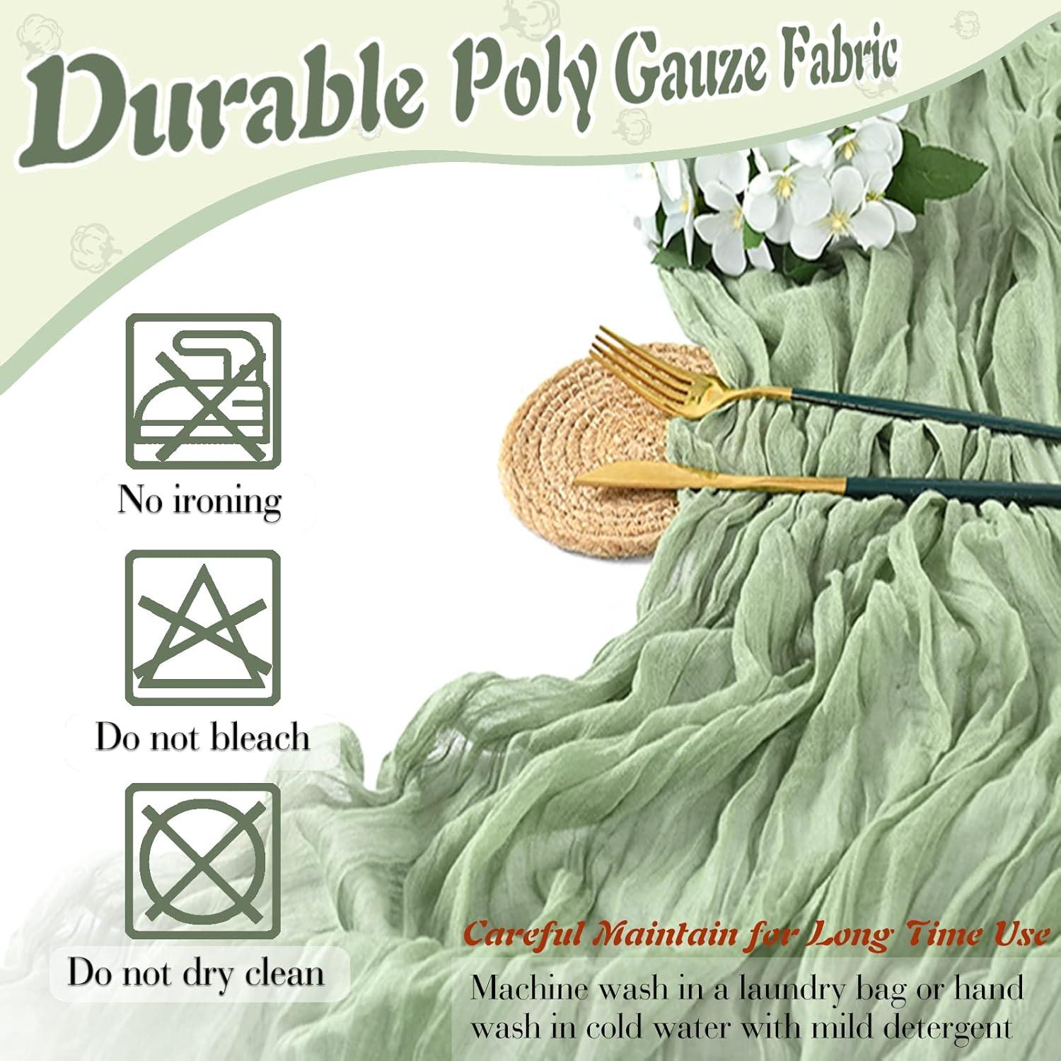 Mint Green Cheesecloth Table Runner 6 Pack 35" Boho Gauze Runner 120 inches Long Tablecloth Runner Rustic Sheer Fabric Bulk for Baby Shower Wedding Bridal Birthday Party Table Decorations