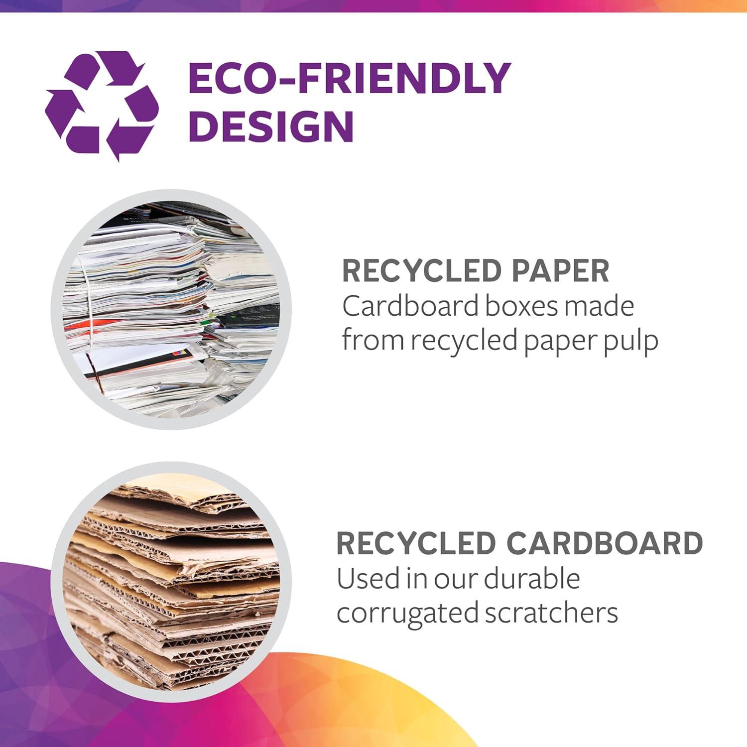 SmartyKat Super Scratcher & Scroll, Wide Corrugated Cat Scratcher for Indoor Cat & Kittens, Catnip Infusion Technology, Recycled Material, Brown