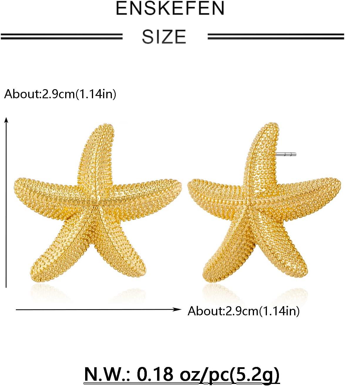 Punk Boho Starfish Earrings Starfish Statement Star Stud Earrings for Women Beach Ocean Summer Jewelry
