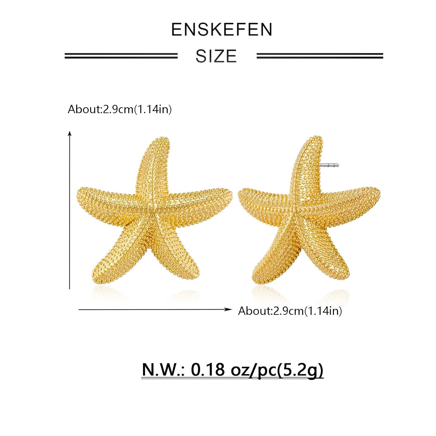 Punk Boho Starfish Earrings Starfish Statement Star Stud Earrings for Women Beach Ocean Summer Jewelry