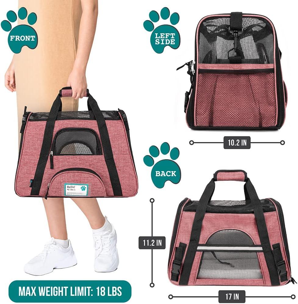 PetAmi Airline Approved Pet Carrier for Cat Dog, Soft Sided Travel Supplies Accessories, Ventilated Carrying Bag Kitten Puppy