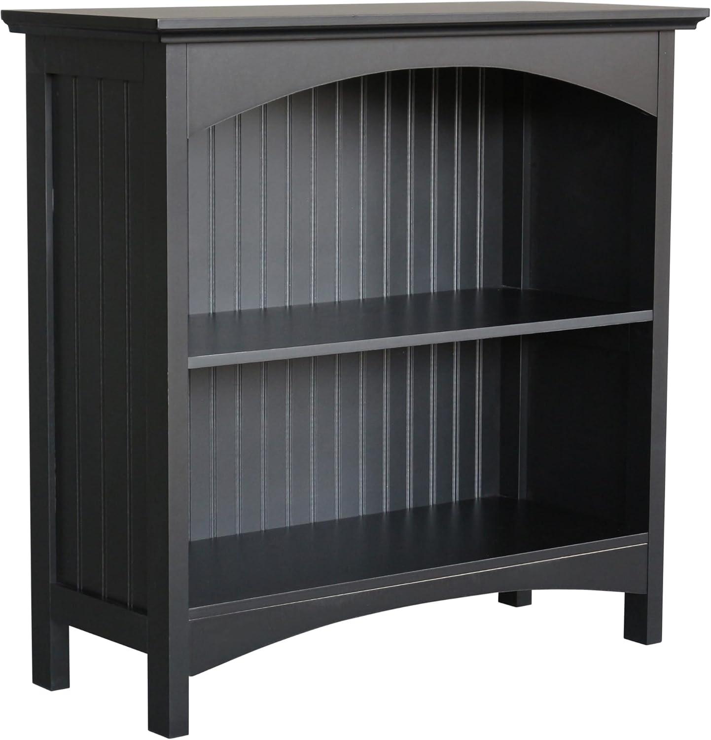 Black MDF 2-Tier Bookcase with Arched Supports