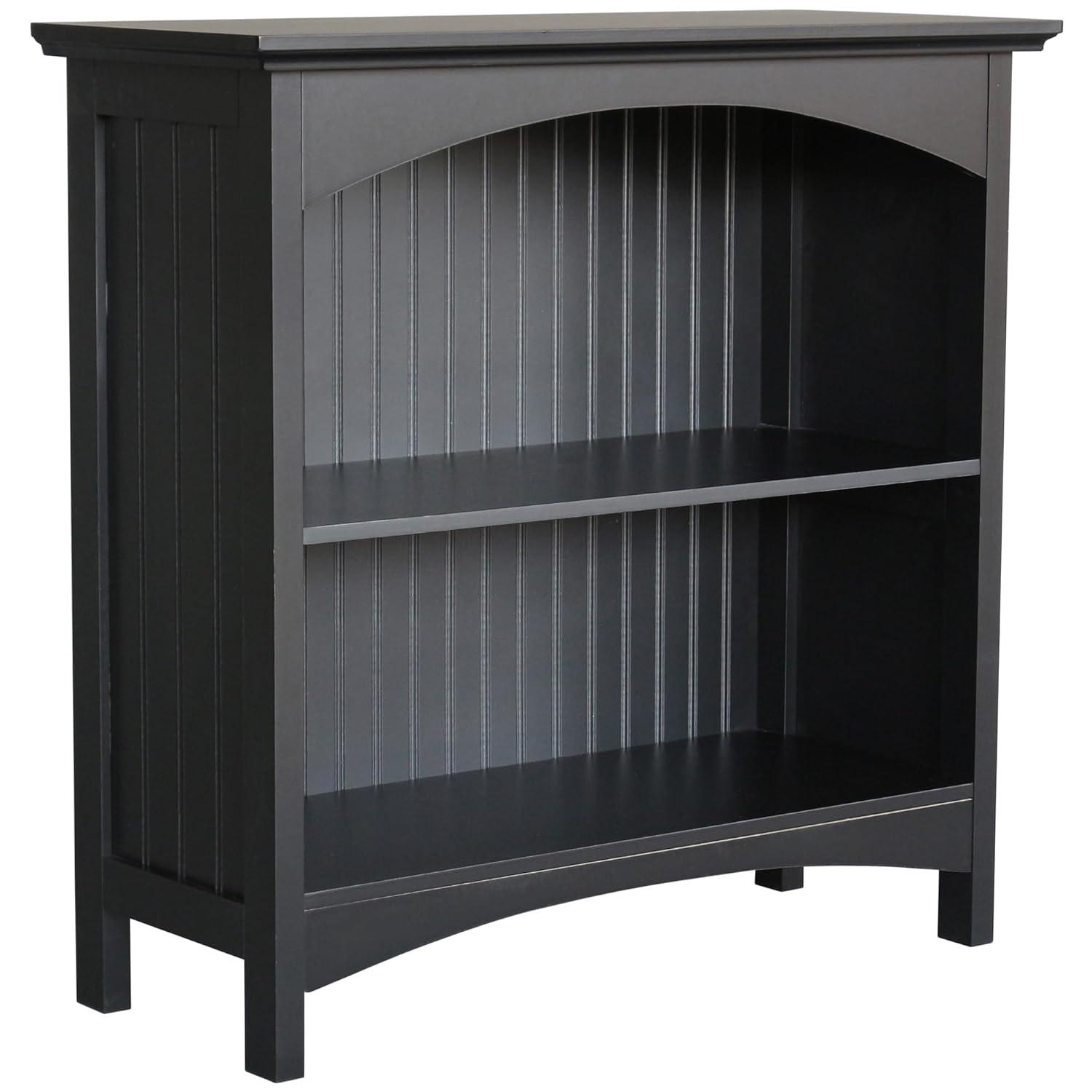 eHemco 3 Tier Storage Shelf Bookcase with 2 Arched Supports, 40 Inches Height, Black