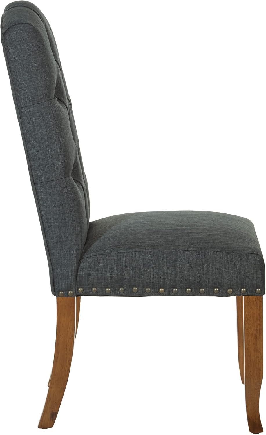 White Upholstered Parsons Side Chair with Wood Legs