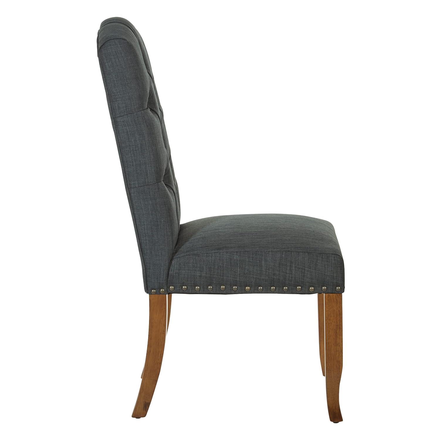 White Upholstered Parsons Side Chair with Wood Legs