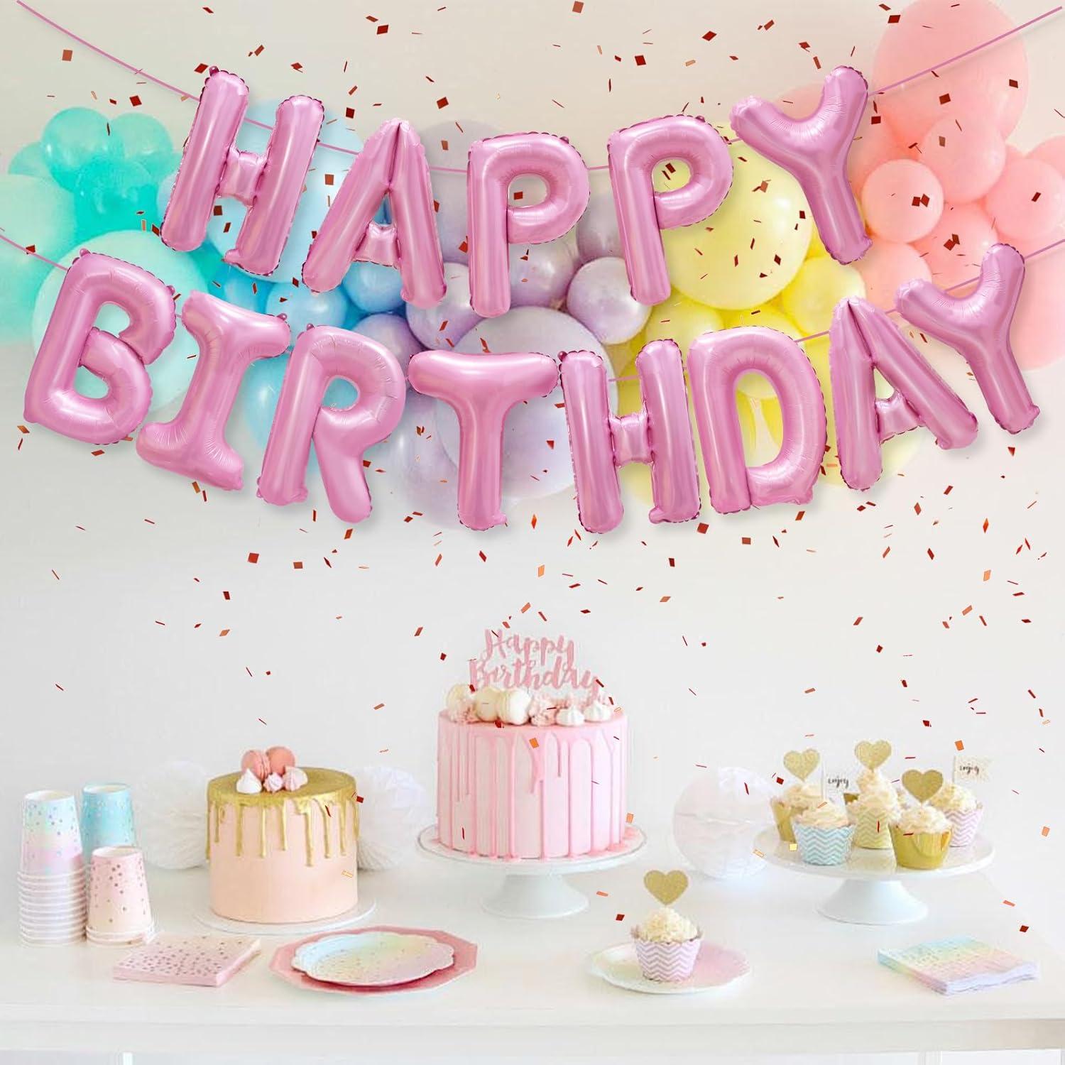 comerut 16inch Happy Birthday Letter Aluminum Foil Balloons Decoration Party Supplies