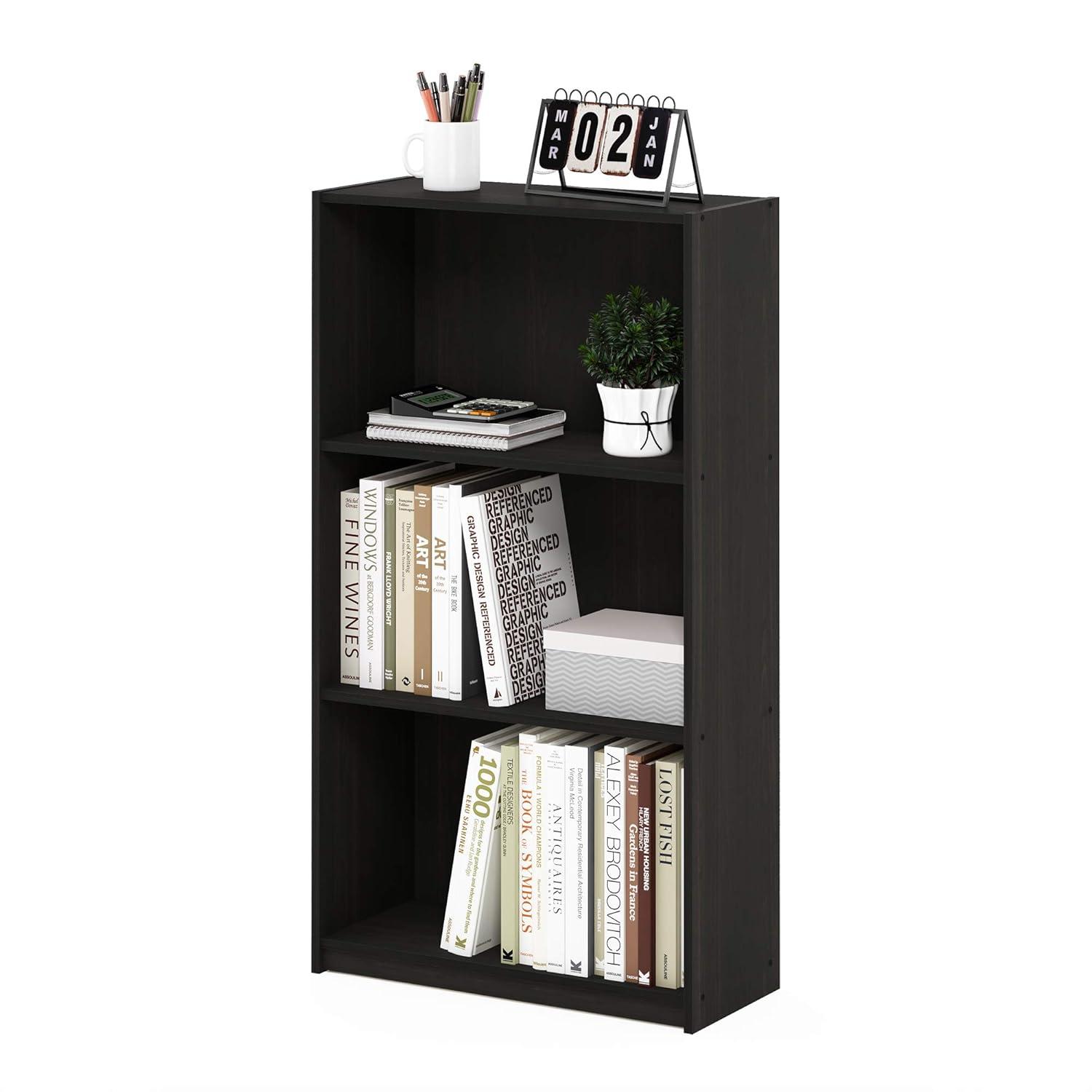 Furinno Easy Assembly 3 Cube Decorative Bookshelf Storage Display Cabinet 3-Tier Multi-functional Open Shelf,Espresso
