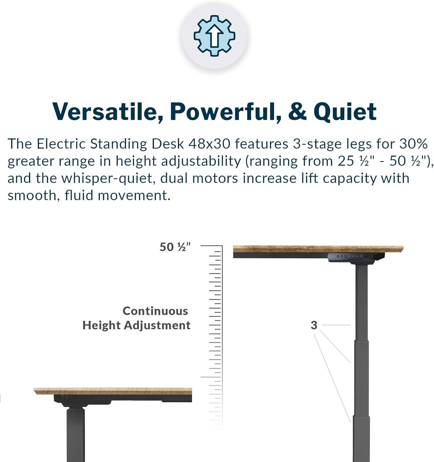 Rise Up Dual-Motor Adjustable Height Standing Desk Frame in Gray