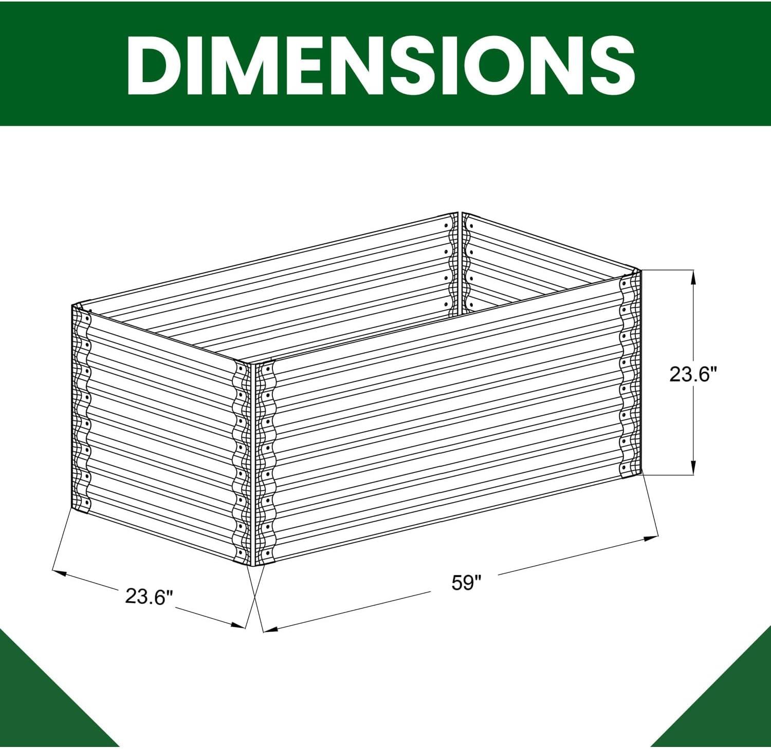 Hanover 24"x 59"x 24" Gray Steel Raised Garden Kit