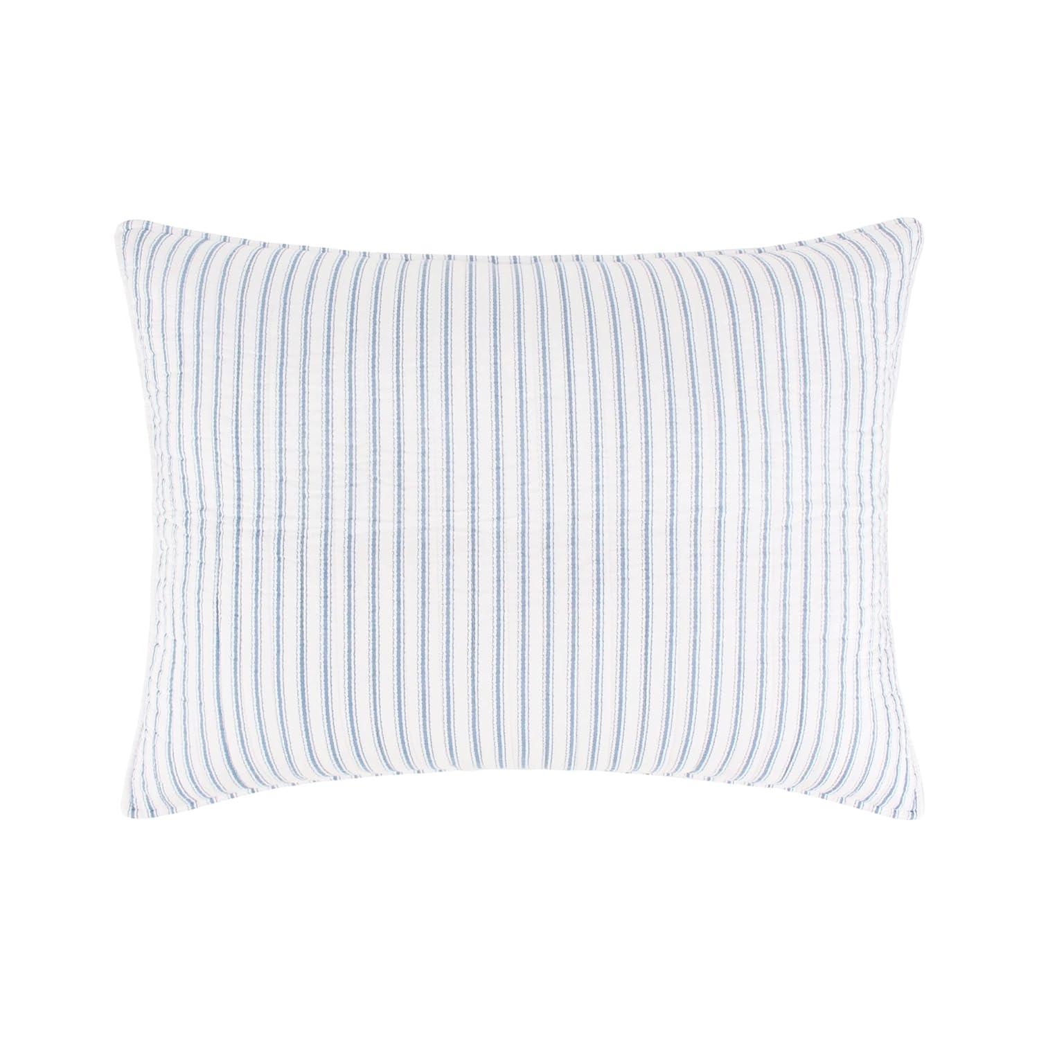 Tobago Stripe Blue Quilt Set - One Full/Queen Quilt and Two Standard Shams - Levtex Home