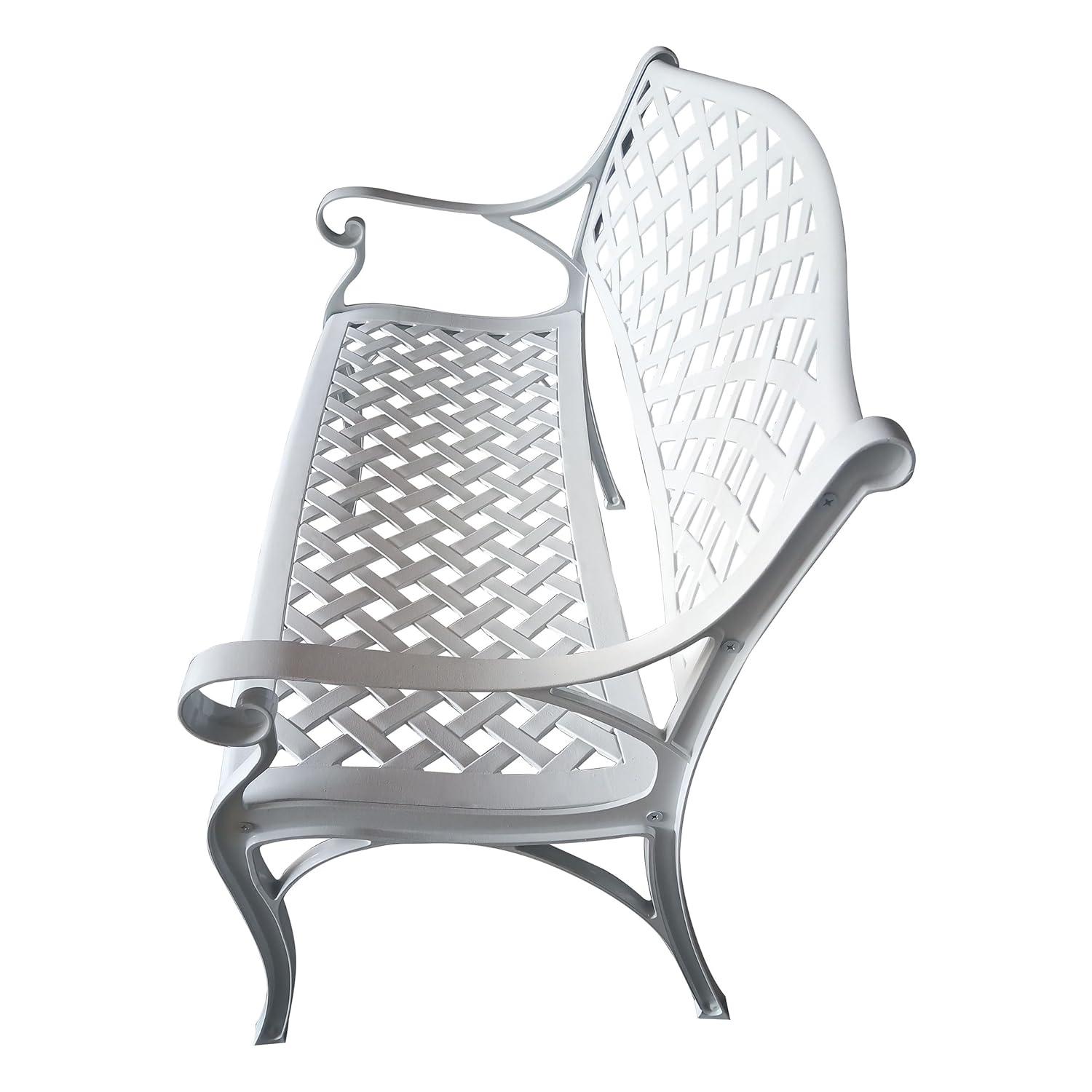 Oakland Living Outdoor Aluminum Modern Black Bronze Grey White Patio Bench Loveseat White