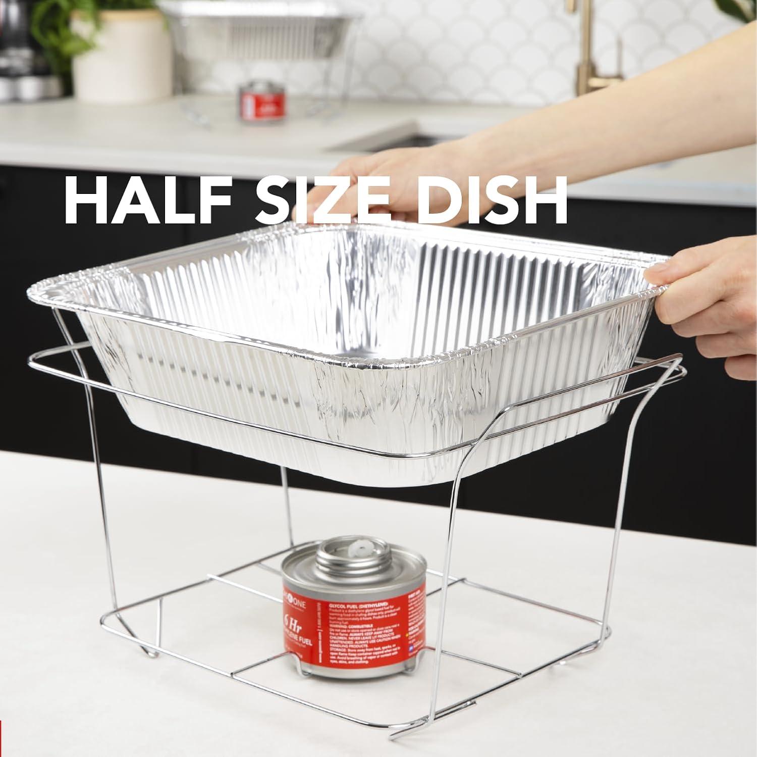 ALPHA LIVING Disposable Chafing Dish Buffet Set, Food Warmers for Parties, 6hr Fuel Cans Complete