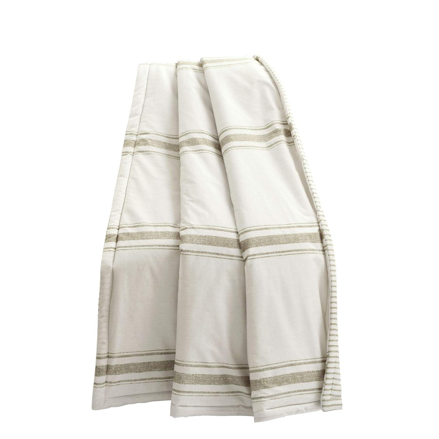 50"x60" Farmhouse Striped Throw Blanket Neutral - Lush Décor