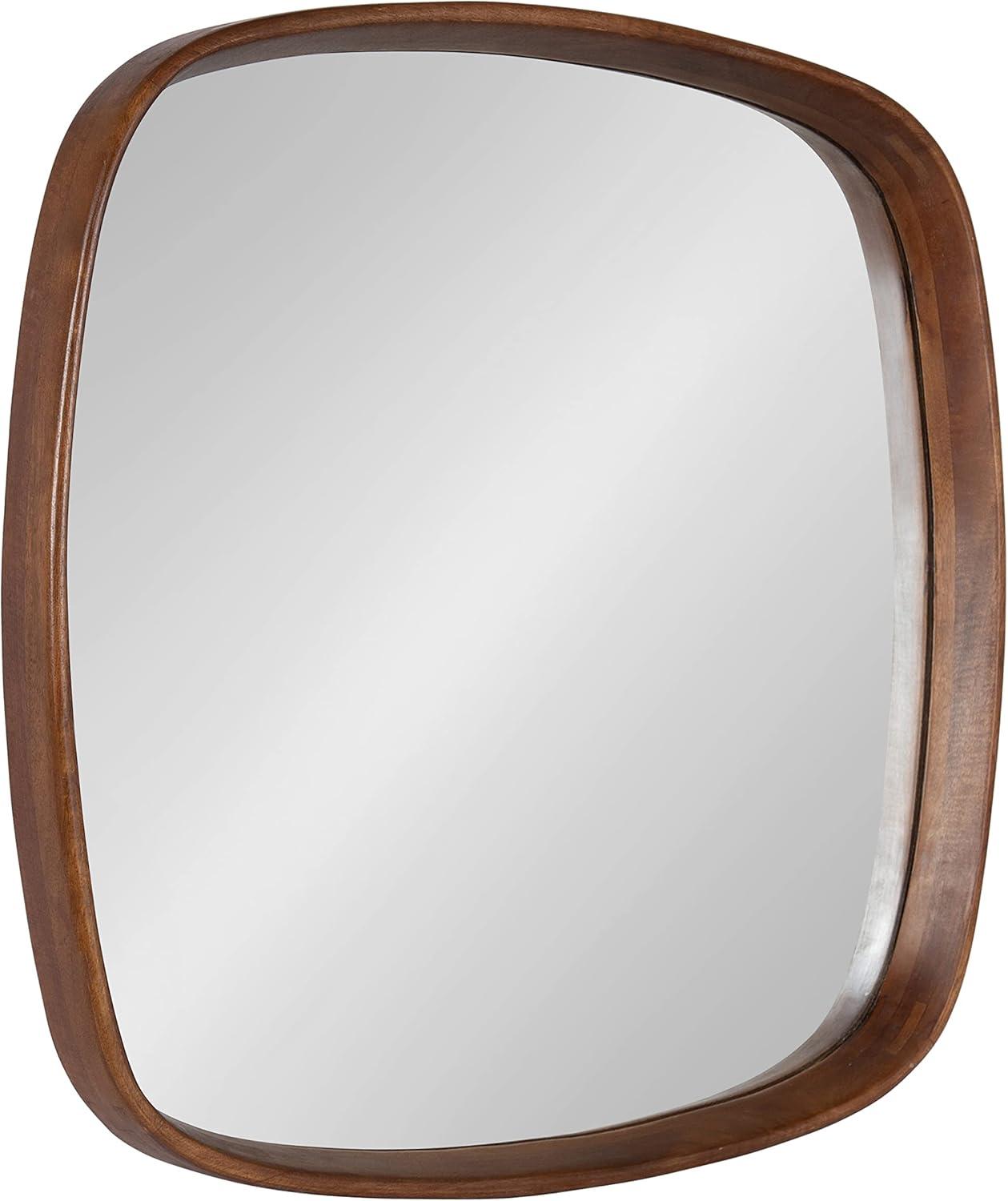 Prema 26" Square Modern Walnut Brown Mango Wood Wall Mirror