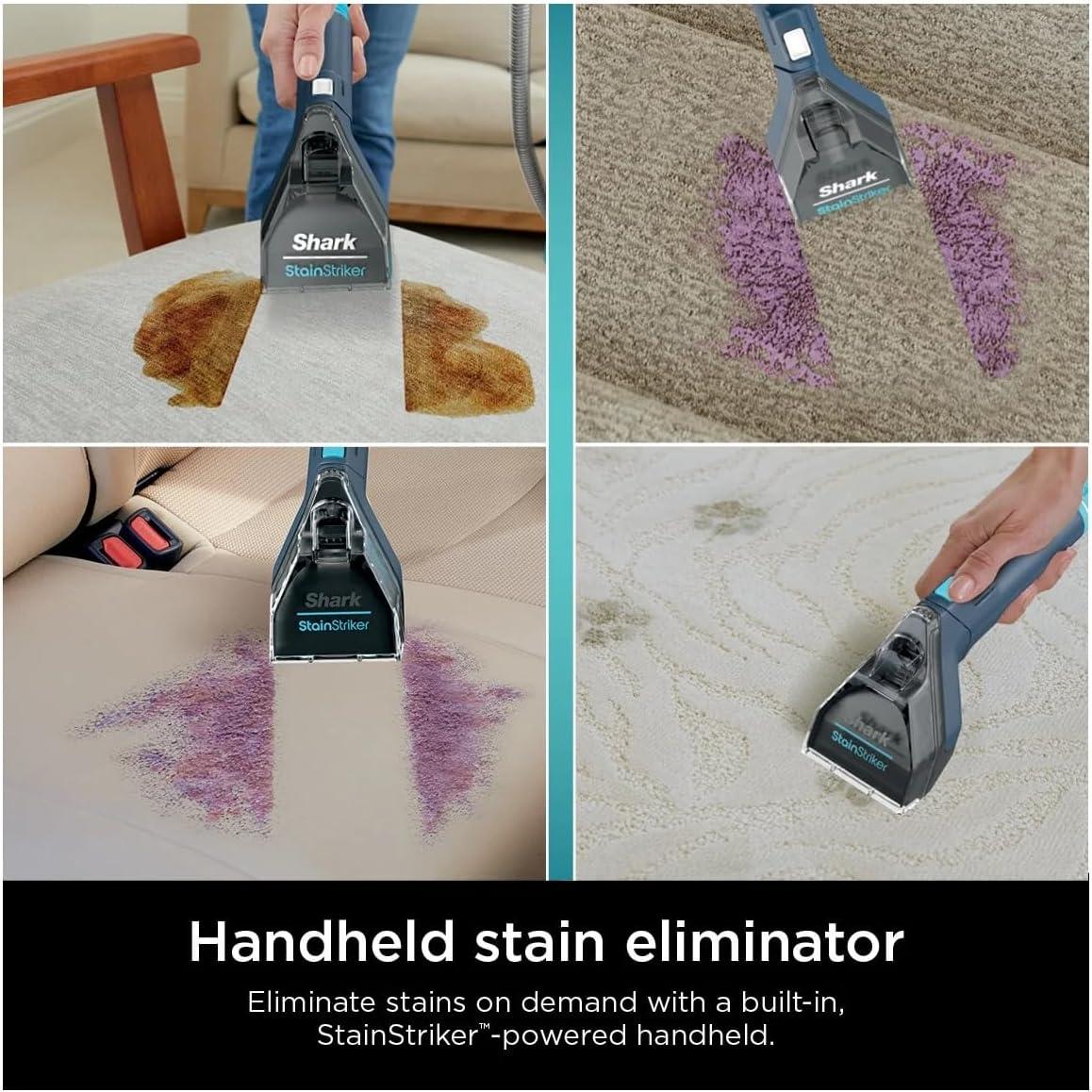 Shark StainStriker Portable Spot & Stain Remover, Carpet & Upholstery Cleaner with 2 tools, 6 oz. Deep Clean Pro Formula and 12 oz. OXY Multiplier Formula.